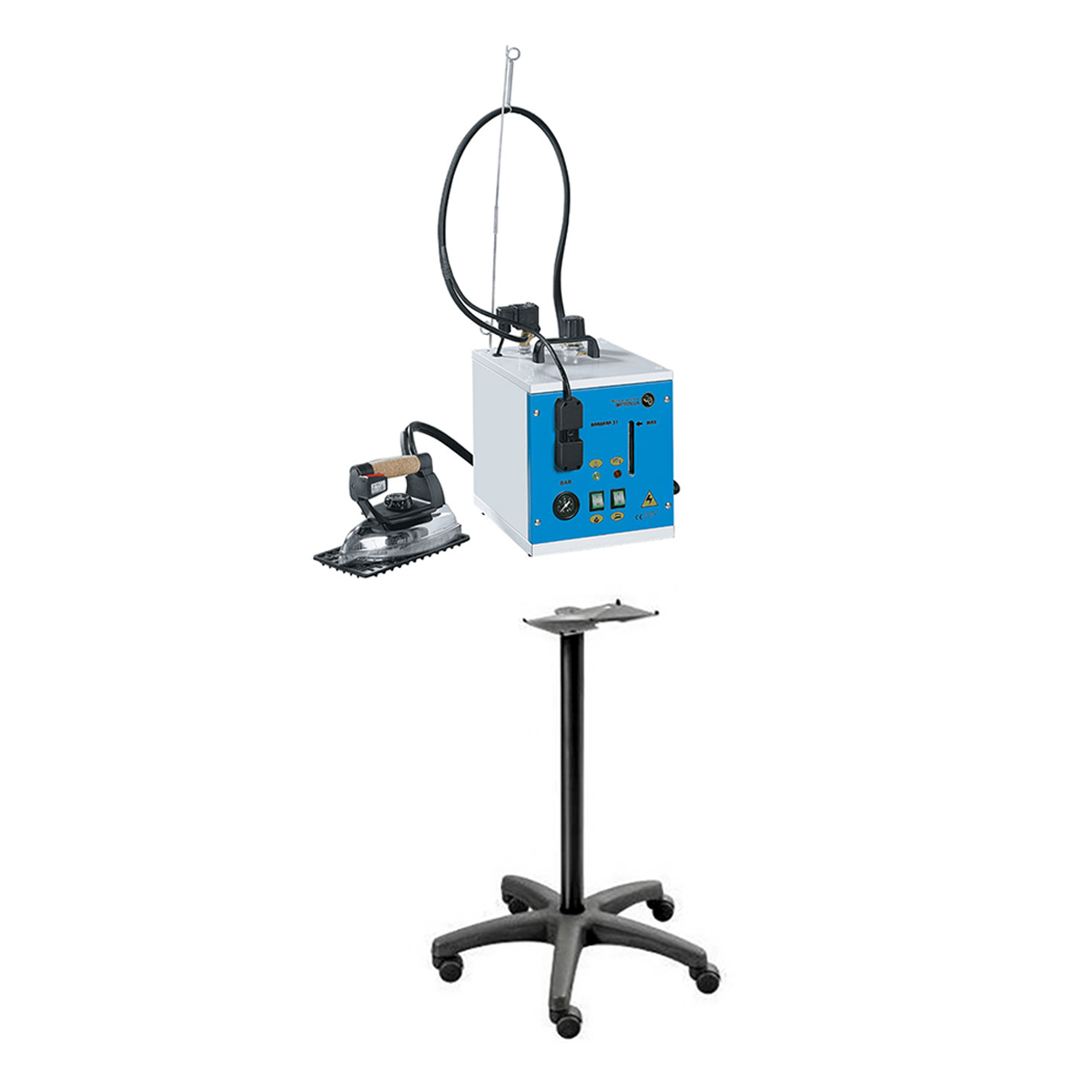 Barbara 31 4.5L Professional Steam Iron & Boiler Combo with Wheeled Stand - Perfect for Home Laundry, Dry Cleaning & Tailoring Shops