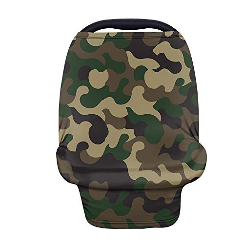 Camouflage Print Baby Car Seat Cover & Nursing Scarf - Universal Infant Stroller Canopy for Breastfeeding, Winter & Summer Use - Perfect for Travel, Camping, Outdoor Activities & Daily Errands