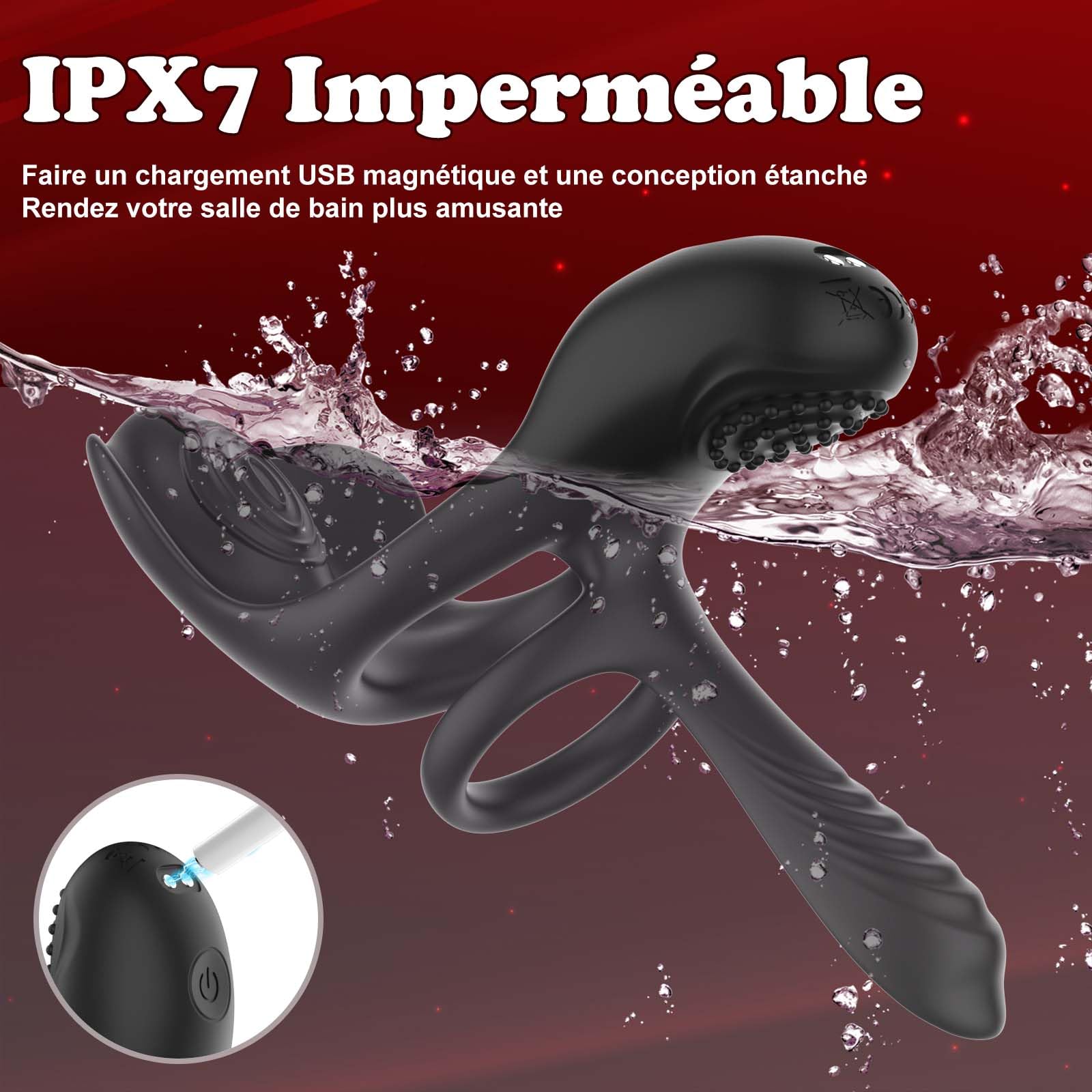 4 in 1 Vibrating Cock Ring for Men - Penis Ring with 10 Vibration Modes, Clitoral & G-Spot Stimulator - Couples Sex Toy for Enhanced Pleasure & Longer Erections - Perfect for Date Nights & Spicing Up Relationships