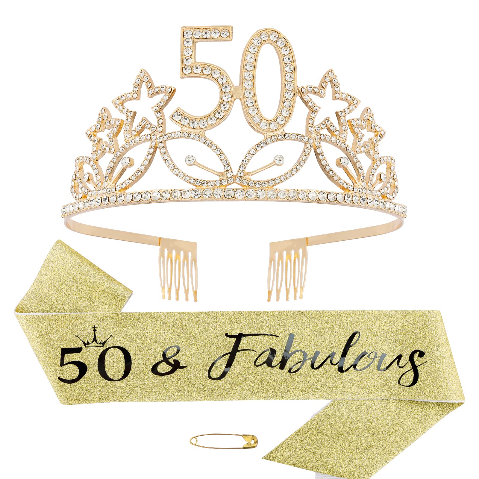 Elegant Gold Birthday Sash & Tiara Set for Women - Perfect for Birthday Parties, Bachelorette, Bridal Showers & Special Celebrations