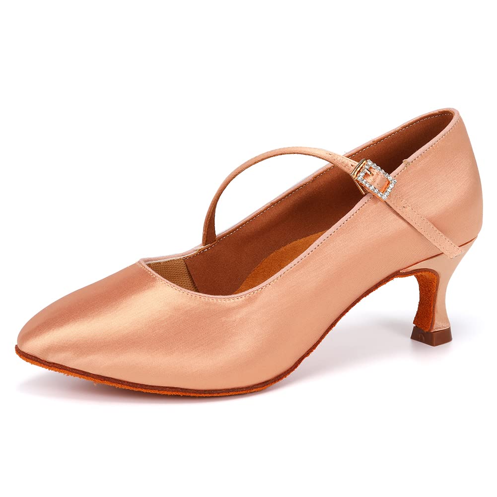 HIPPOSEUS Women's Ballroom Latin Dance Shoes - Closed Toe Suede Sole for Smooth Movement, Perfect for Salsa, Tango, and Wedding Dance