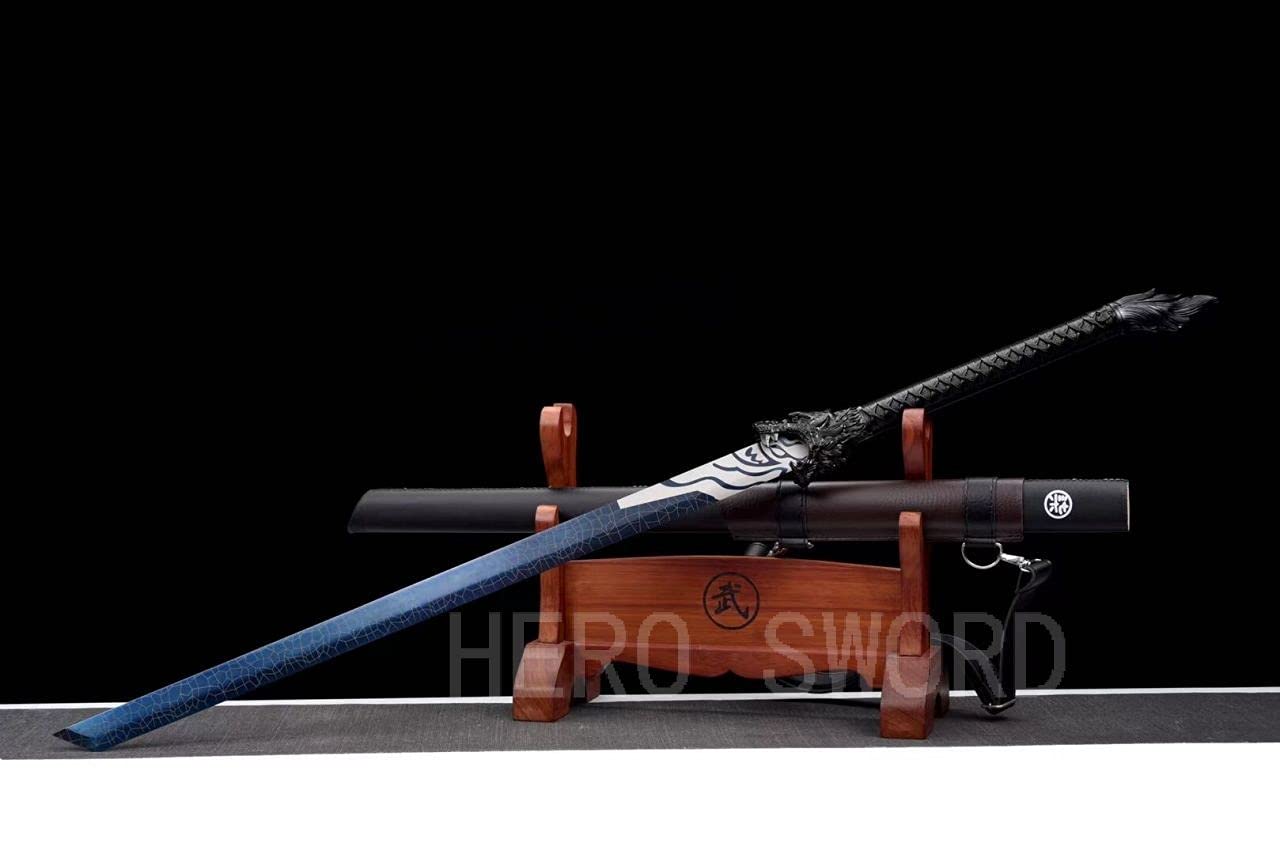Assassin Five Six Seven Anime Replica Cosplay Katana - Shadow 柒 Japanese Samurai Sword with Blue Blade | Handmade 9260 Spring Steel | Perfect for Cosplay, Collectors & Martial Arts Training (#6)