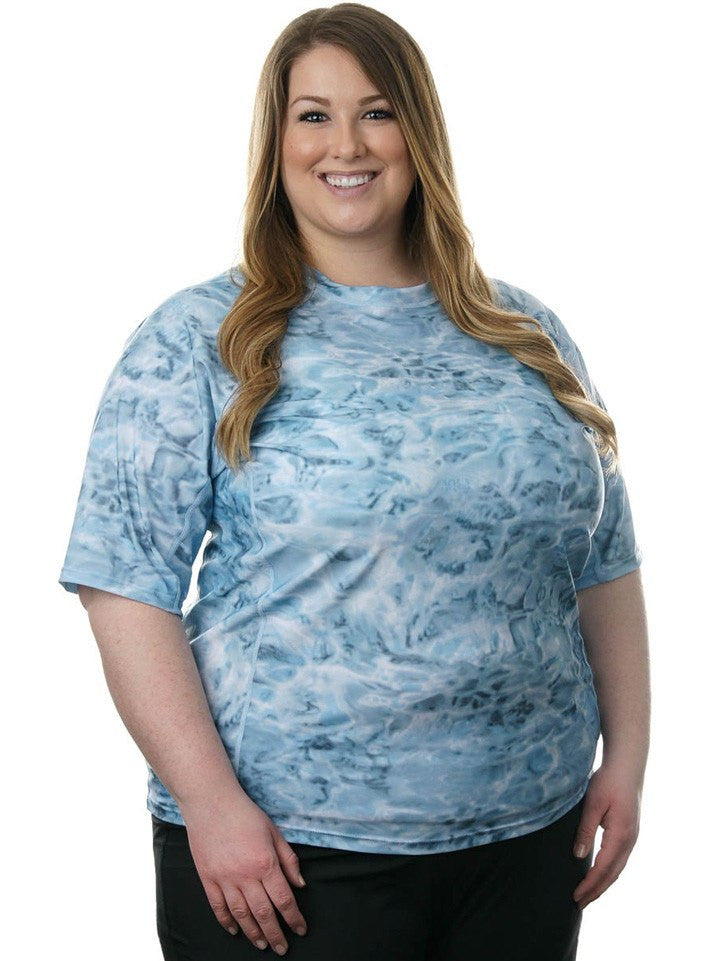 Women's Plus Size Rash Guard Swim Shirt - UPF 50+ Sun Protection, Quick Dry Aqua Design for Swimming, Surfing & Beach Activities