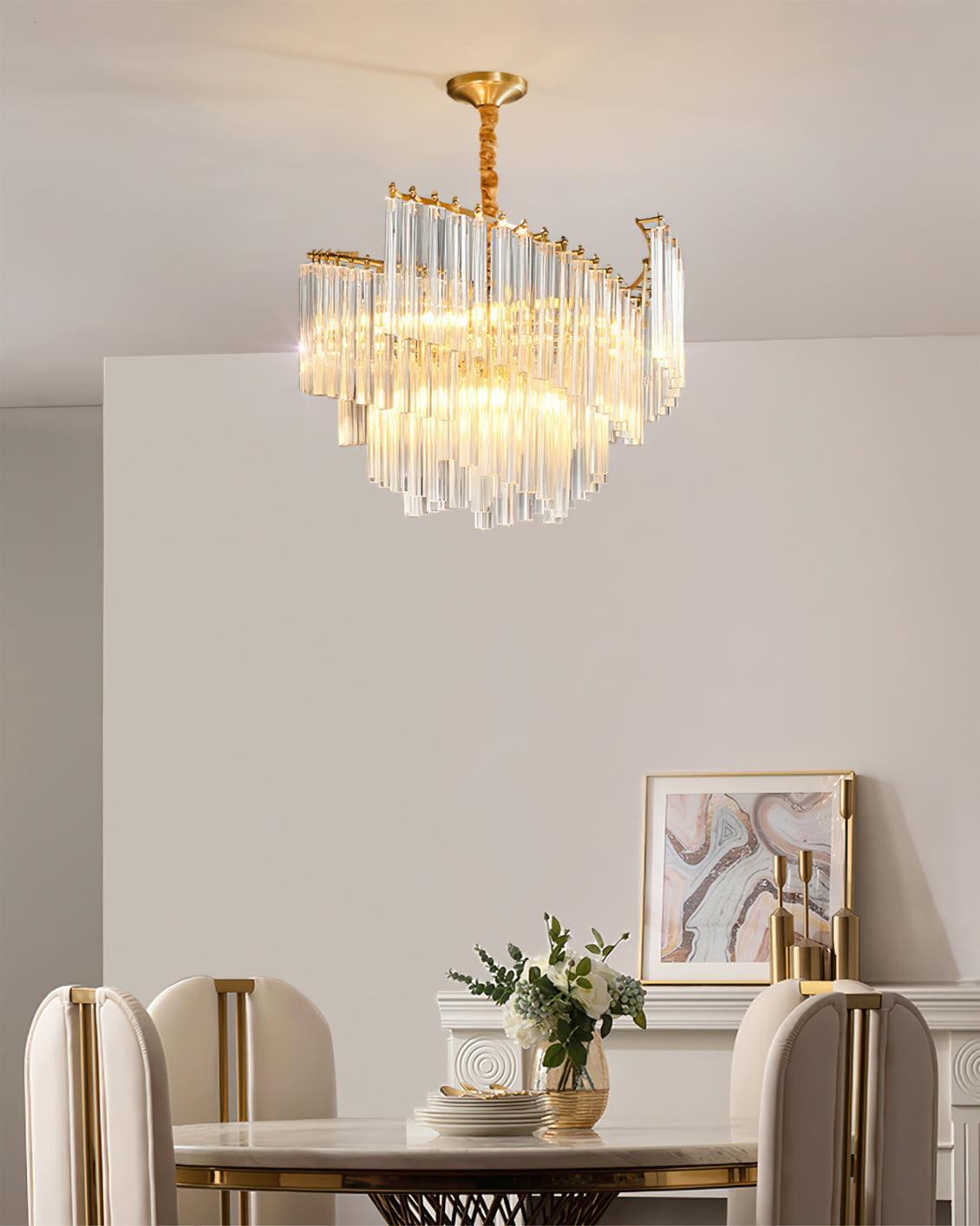 Brinicle Crystal Chandelier - Elegant Modern Ceiling Light Fixture for Dining Room, Living Room & Bedroom Decor