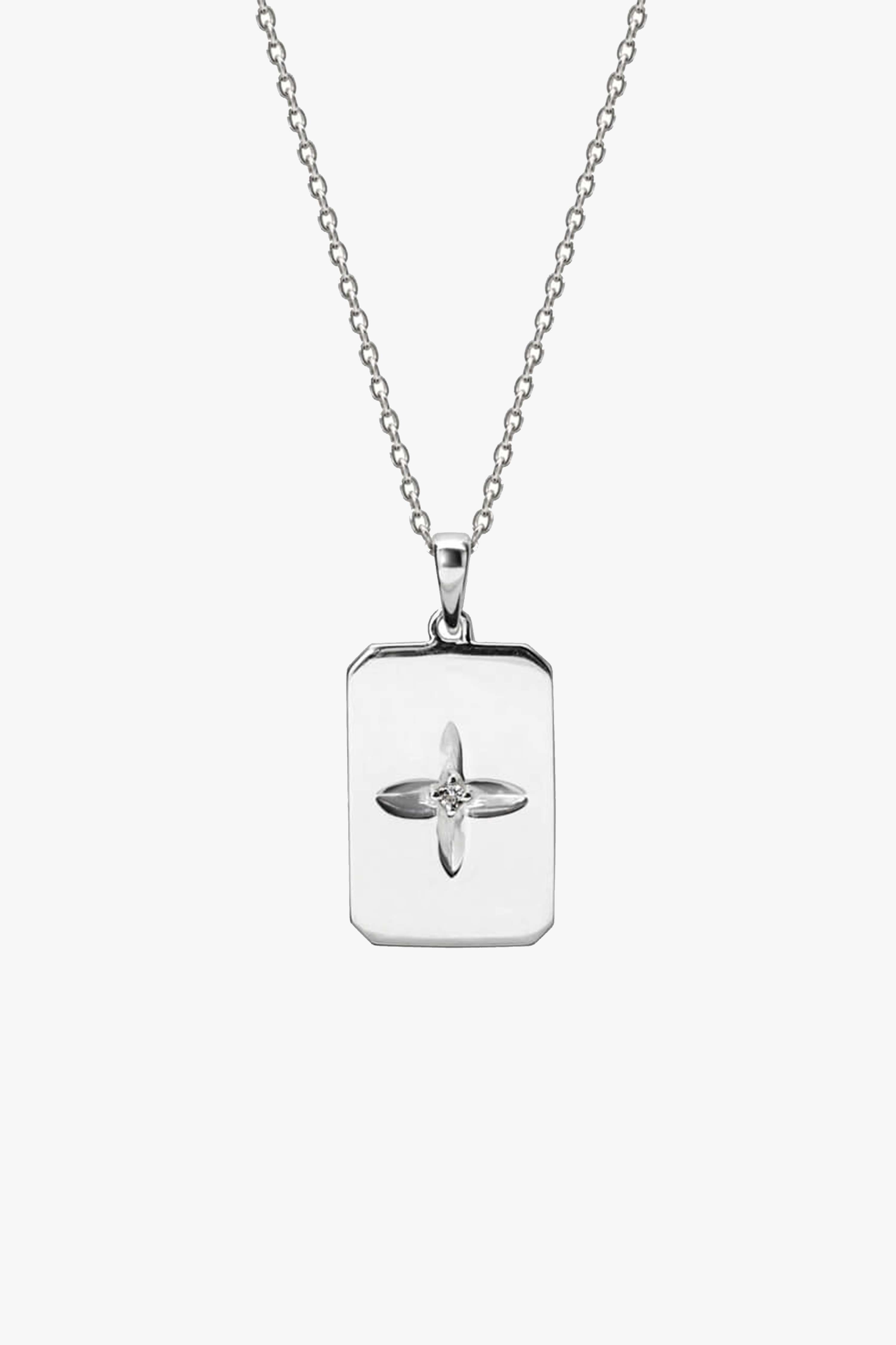 Sterling Silver Rectangle Clover Pendant Necklace for Women - Elegant Hanging Charm Jewelry Gift for Birthday, Anniversary & Everyday Wear