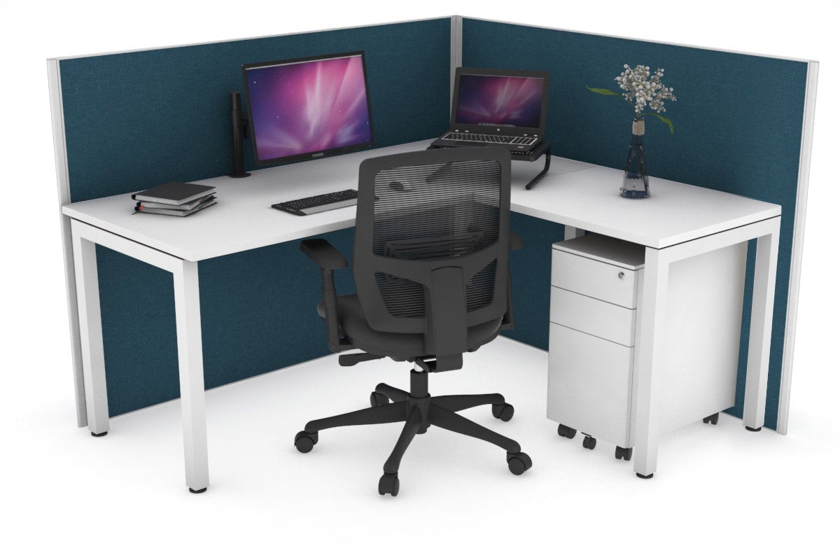 Horizon Quadro Square Legs L-Shaped Corner Office Desk - 1400mm x 1700mm, Modern Home Office Furniture for Small Spaces, Perfect for Workstations, Gaming & Study Areas