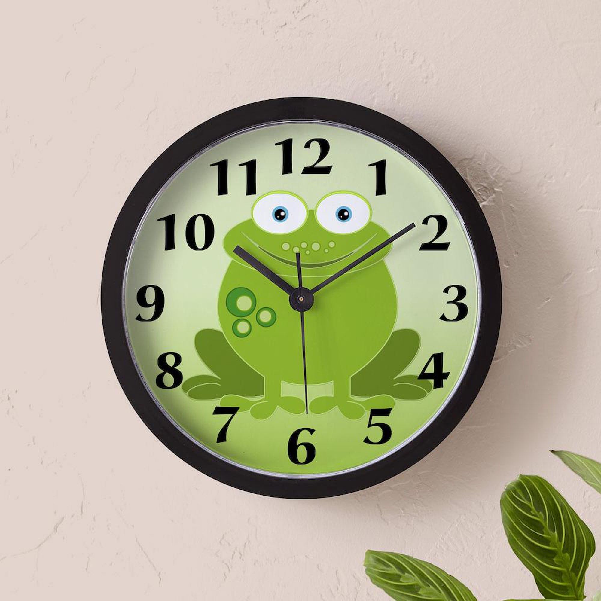 Green Frog 10 Inch Wall Clock - Decorative Home & Office Clock for Living Room, Kitchen, Bedroom or Workspace | Perfect Gift for Nature Lovers
