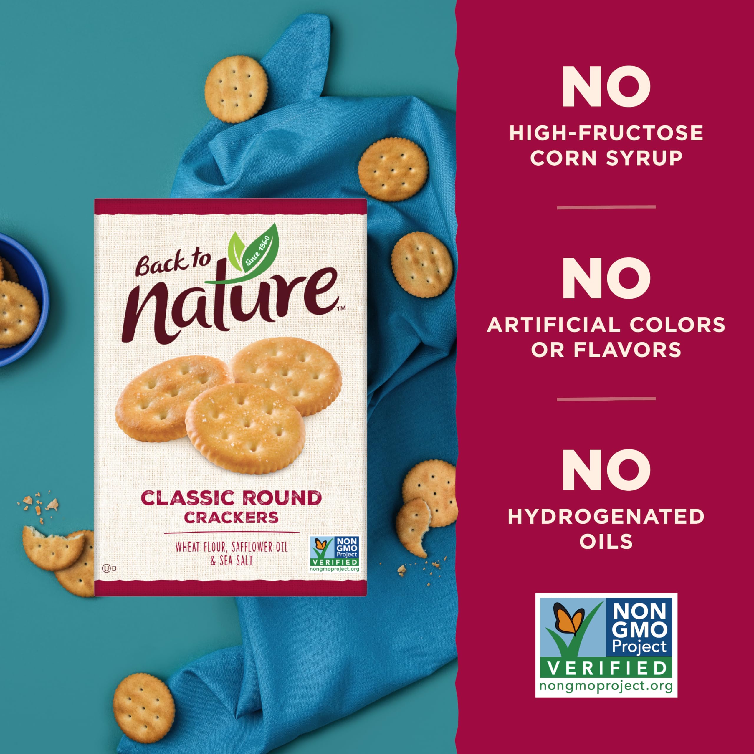 Organic Classic Round Crackers - Non-GMO, Dairy Free, Whole Wheat Flour & Sea Salt, Healthy Snacks for Kids & Adults, 8.5oz (6-Pack) - Perfect for Lunchboxes, Parties & On-the-Go Snacking