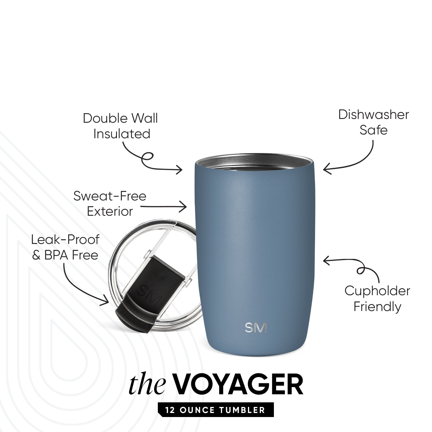 Voyager 20oz Insulated Tumbler with Clear Flip Lid & Straw - Leakproof Stainless Steel Travel Mug for Hot & Cold Drinks - Perfect for Office, Gym, and Outdoor Adventures