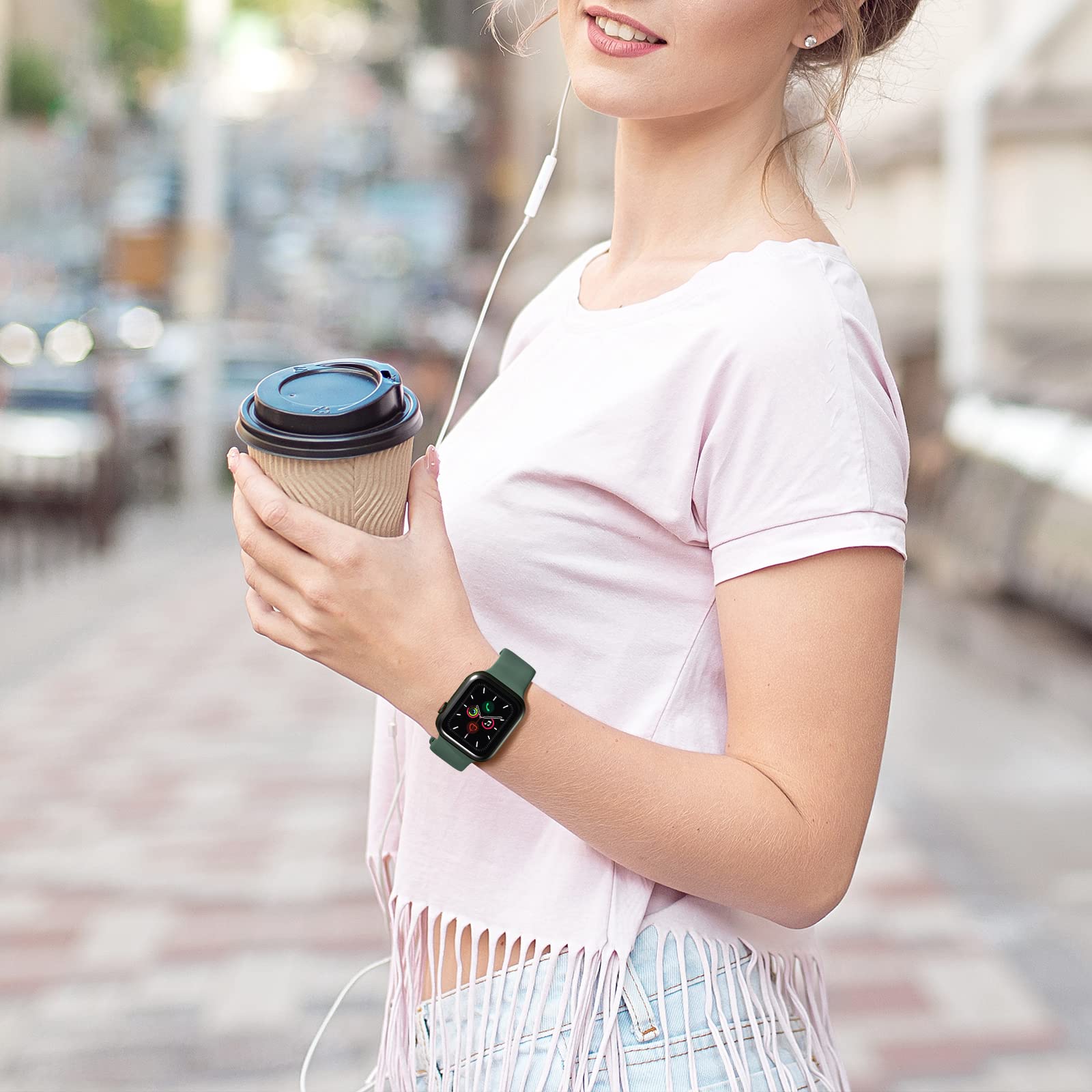 AOTUAO Soft Silicone Sport Band for Apple Watch 38mm 40mm 41mm - Compatible with iWatch Series 9/8/7/6/5/4/3/2/1/SE - Durable Replacement Strap for Women & Men (Pine Green) | Perfect for Running, Gym Workouts & Daily Wear