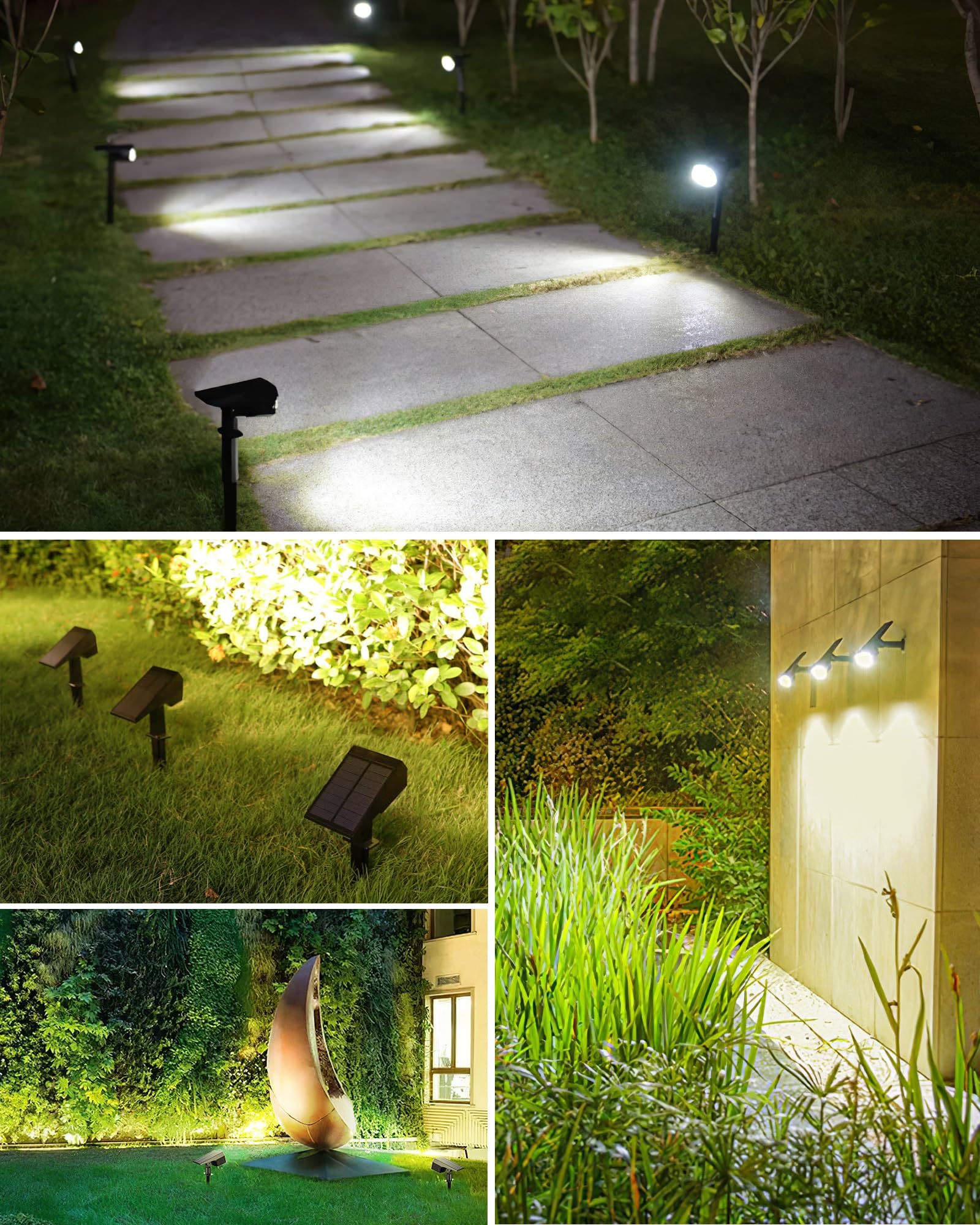 4 Pack Solar Spot Lights Outdoor Waterproof - Warm White & Nature Light Solar Landscape Lighting for Garden, Yard, Driveway, Walkway | Weatherproof Solar Powered Lights for Trees, Pathways & Outdoor Decor