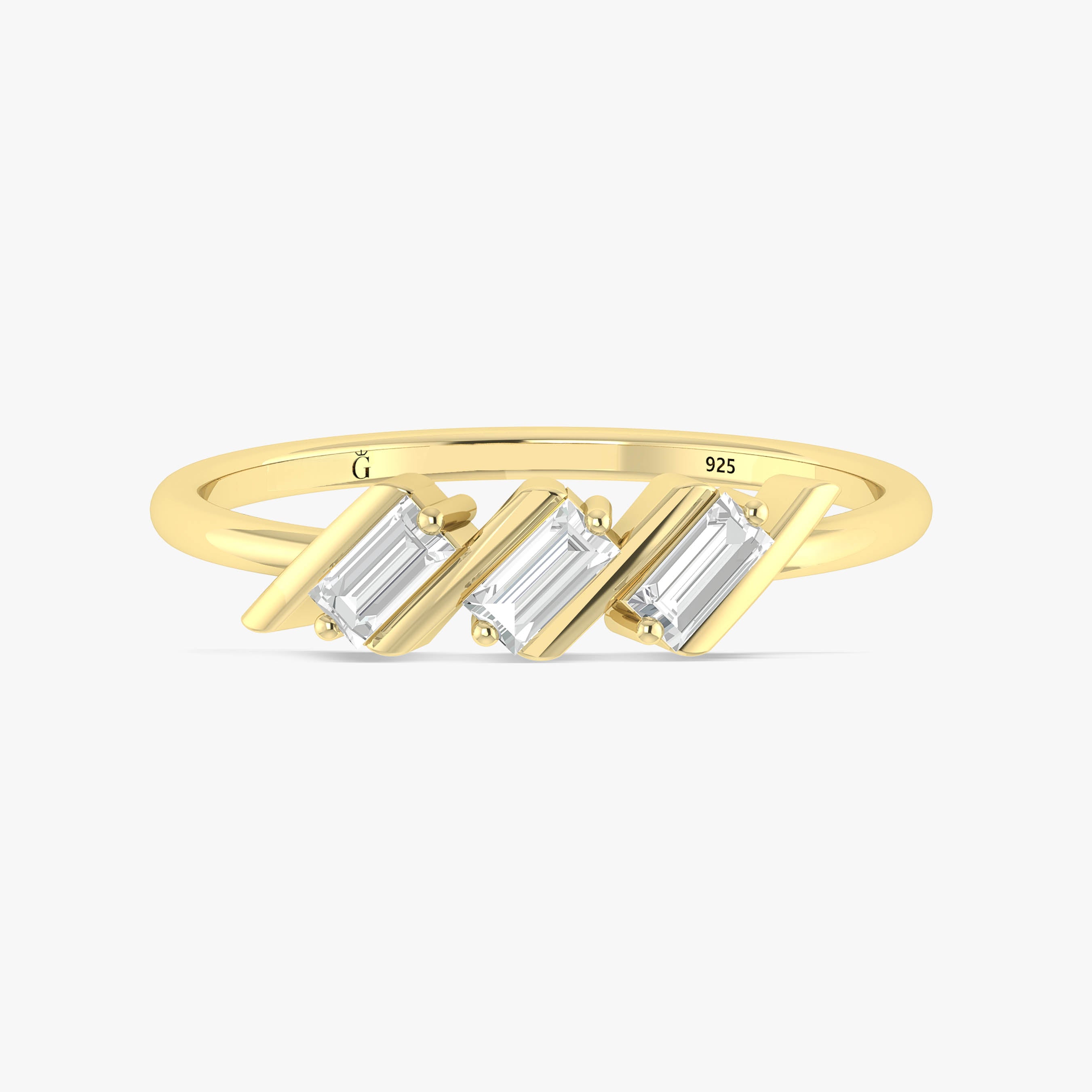 Elegant Baguette Cut Triple Zircon Ring for Women - 925 Sterling Silver Stackable Wedding Band, Anniversary Gift, Promise Ring for Her - Perfect for Engagement, Valentine's Day & Special Occasions