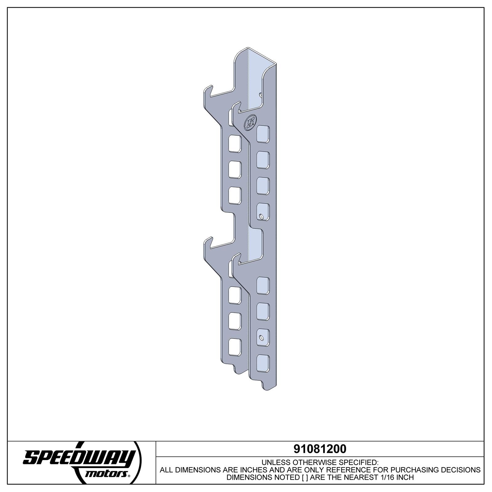 Speedway Motors Jack Stand Storage Rack - Wall Mounted Aluminum Holder for 2-12 Ton Jack Stands (Set of 2) | .125-Inch Thick, Laser Cut, Durable & Lightweight | Easy Installation | Perfect for Garage Organization & Auto Repair Shops