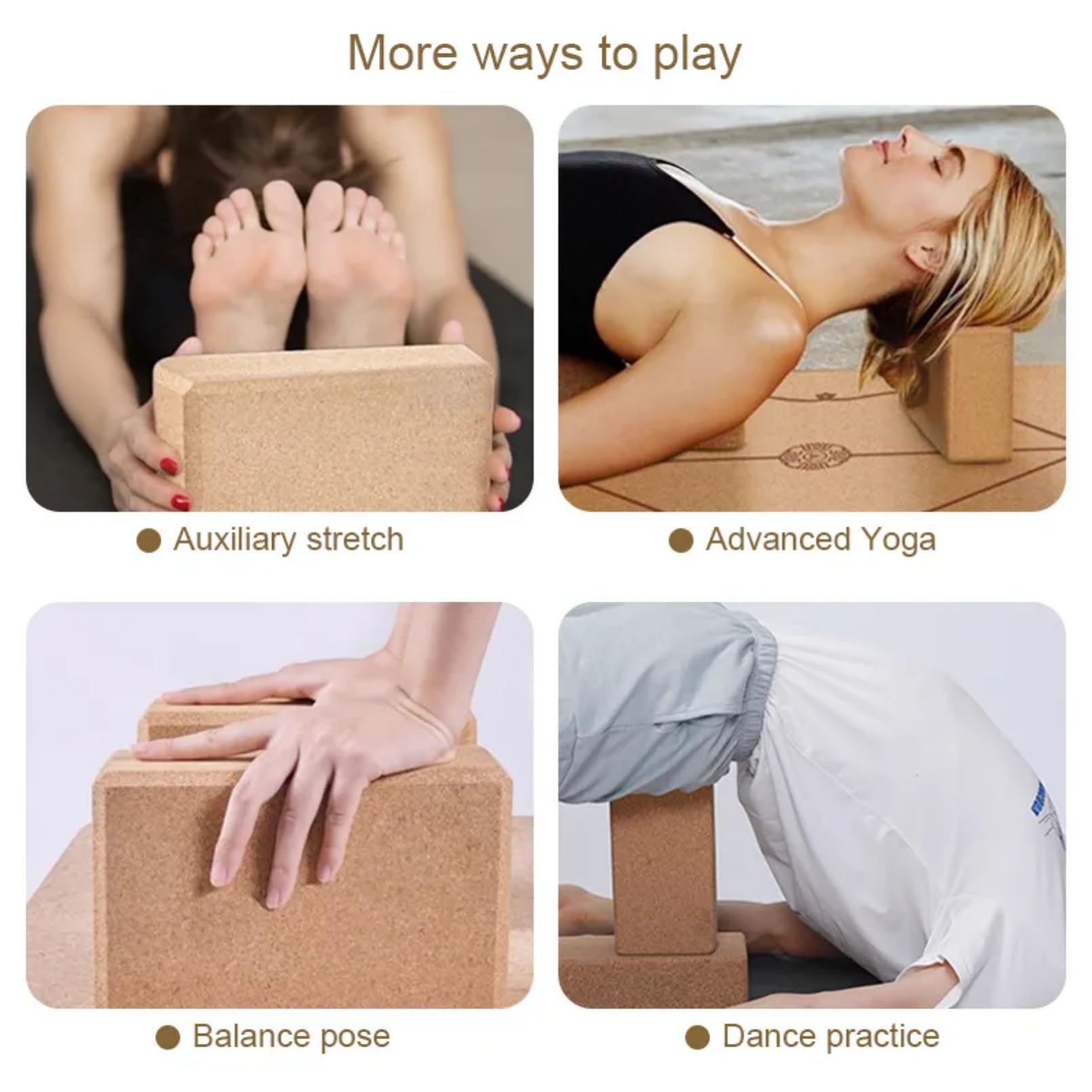 Premium Cork Yoga Blocks - 1 Pack High Density Non-Slip Eco-Friendly Yoga Blocks for Women & Men - Ideal for Yoga, Pilates, Stretching & Meditation - Perfect for Home, Studio & Gym Workouts