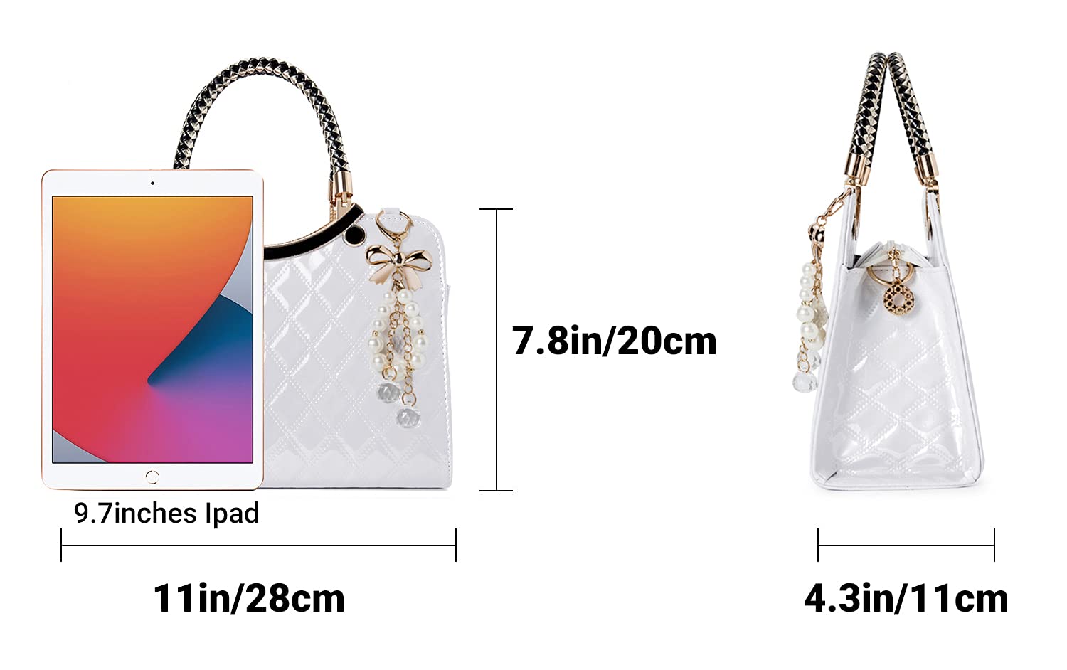 Shiny Patent Leather Women's Handbags - Fashion Top Handle Satchel Purse & Crossbody Shoulder Bag for Work, Party & Daily Use