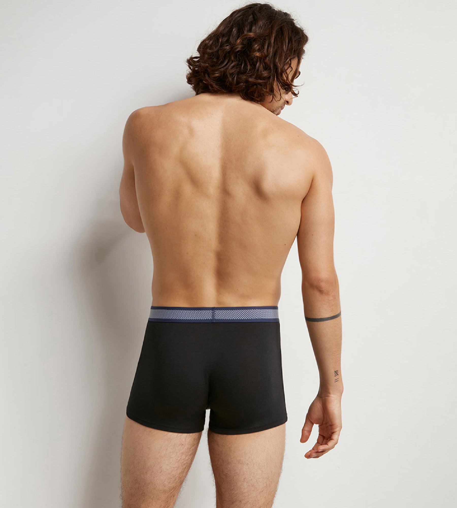 Men's Modal Cotton Boxer Briefs with Striped Waistband - Black - Comfortable & Breathable Underwear for Everyday Wear, Workout & Sleep