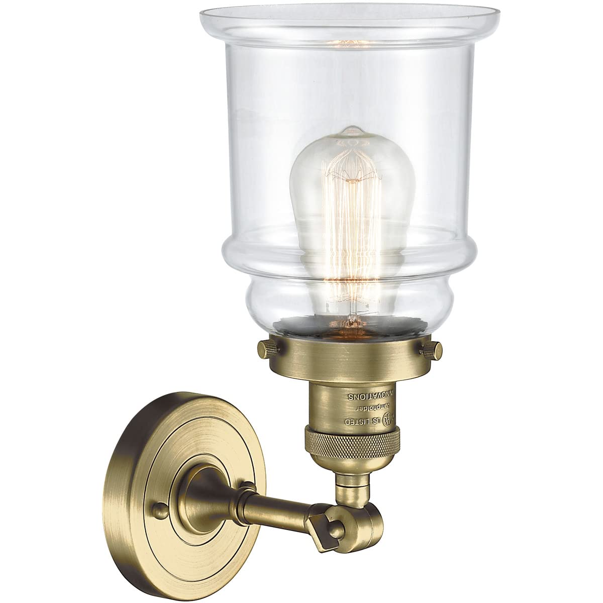 Innovations 201F-AB-G182-LED Semi-Flush Mount Ceiling Light Fixture - Antique Brass Finish, Energy Efficient LED Lighting for Bedroom, Living Room & Hallway