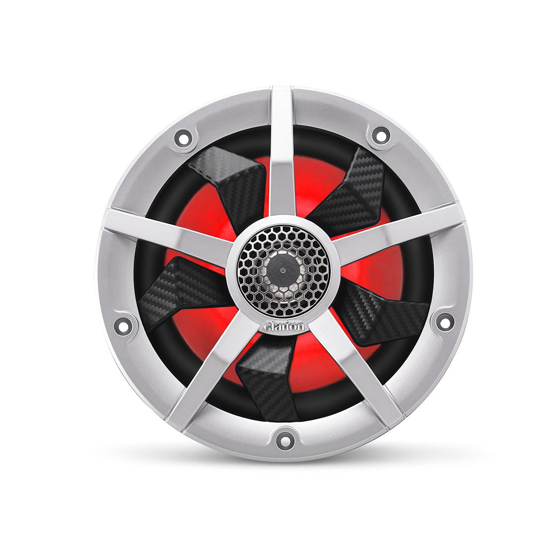 Clarion CM1623RL 6.5 Inch 2-Way Marine Speakers with RGB LED Lighting - Includes Black & Silver Grilles for Boats, Yachts & Outdoor Waterproof Audio Systems