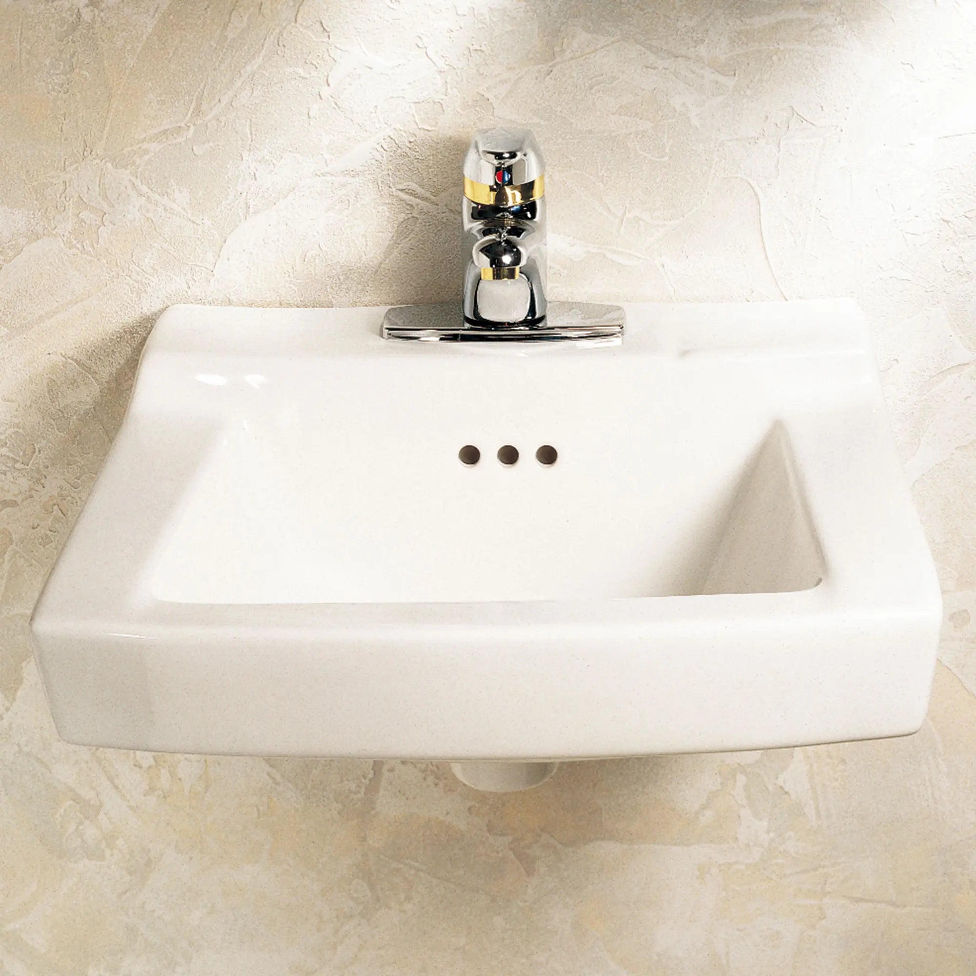 Comrade® Wall Mounted Bathroom Sink with 4-Inch Centerset Faucet Holes - Concealed Arm Design for Modern Vanities & Powder Rooms