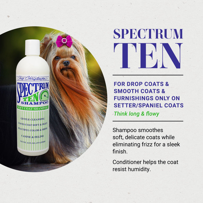 Spectrum Ten Soft & Smooth Coat Conditioner for Dogs - 3 Sizes (8oz, 16oz, 32oz) | Hydrating & Detangling Pet Grooming Solution | Perfect for Bath Time & Daily Coat Care