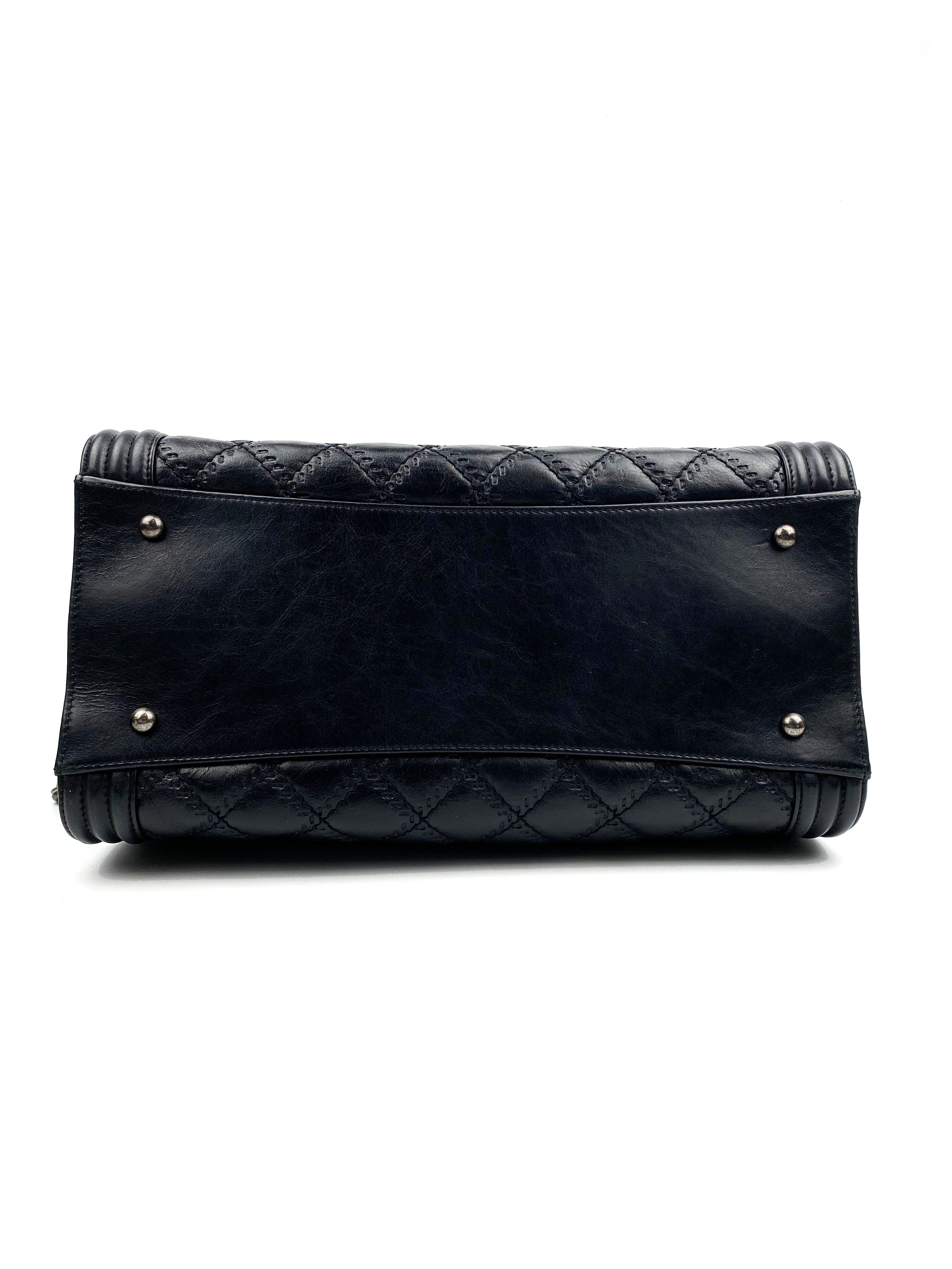 Chanel Large Boy Tote Bag in Black Calfskin Leather - Luxury Designer Handbag for Women, Perfect for Work, Travel & Everyday Use