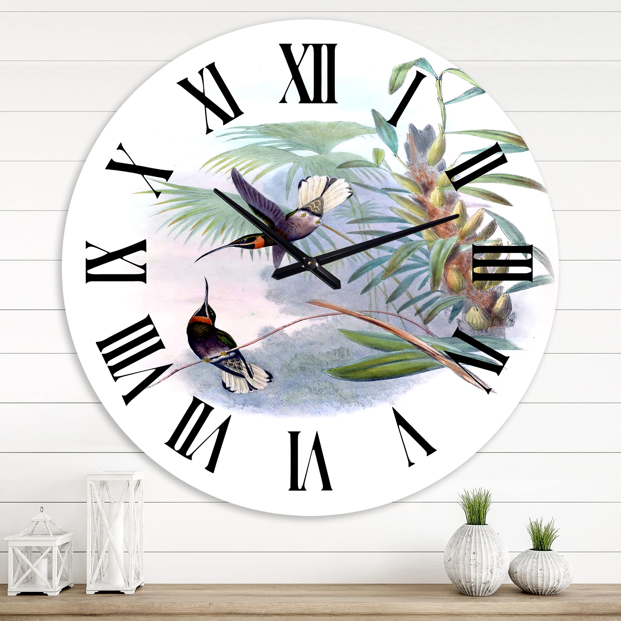 Vintage Hummingbird Wall Clock - Large Traditional Decorative Clock with Nature Branch Design for Living Room, Bedroom, Office | Perfect Home Decor & Gift Idea