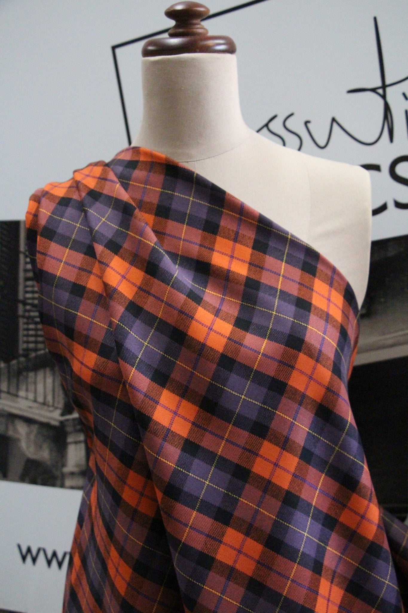 Bertoni Orange Tartan Scarf - Soft Wool Plaid Scarf for Women & Men - Perfect for Winter, Fall & Outdoor Activities