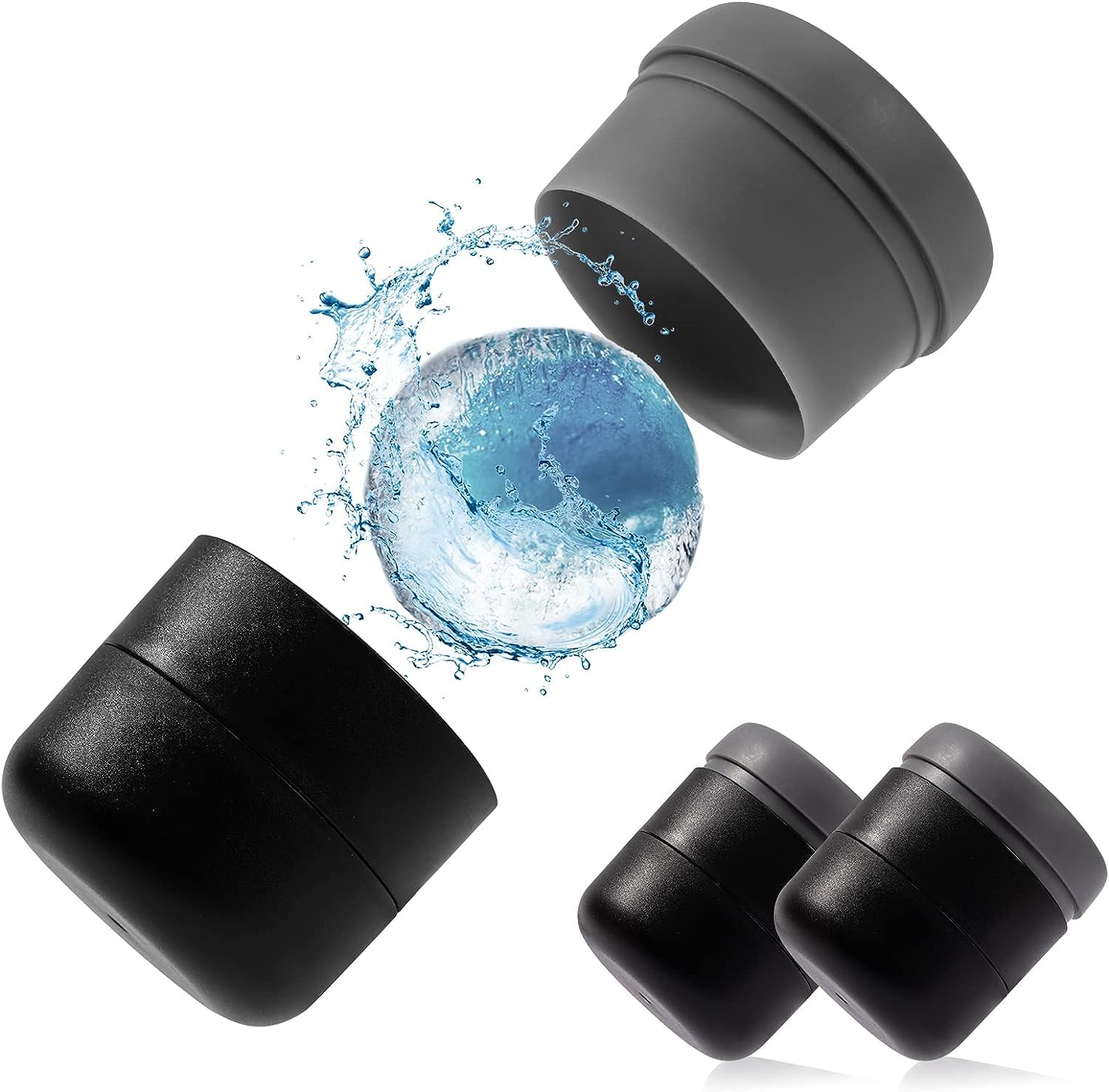 Premium 3-Pack Large Whiskey Ice Ball Maker Mold - Perfect Round Ice Spheres for Bourbon, Scotch & Cocktails - Ideal for Home Bars, Parties & Gifts (Black)