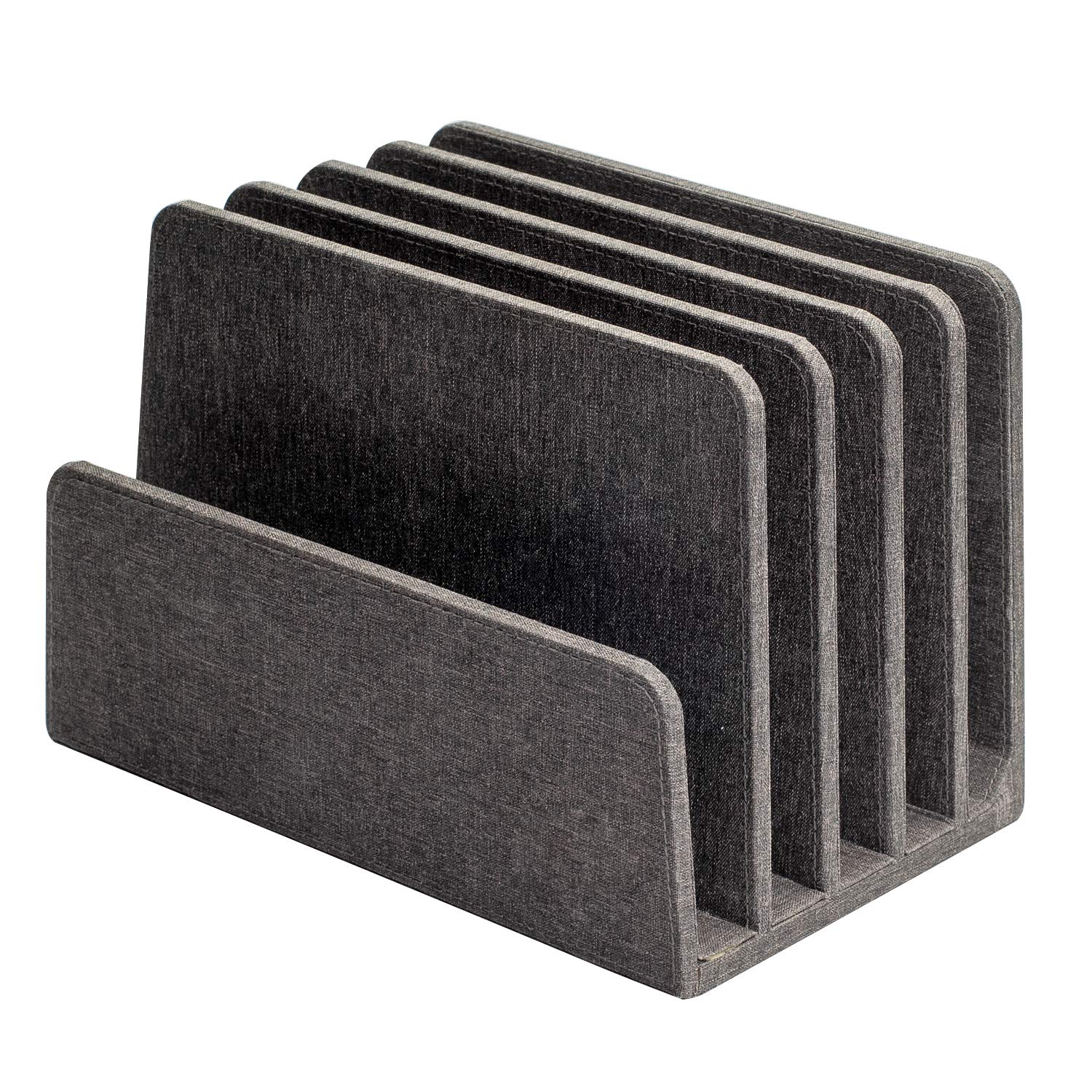 Multi Device Stand & Organizer for Smartphones, Tablets, Laptops - 5 Slots, Executive Dark Gray - Perfect for Home Office, Desk Organization & Charging Station