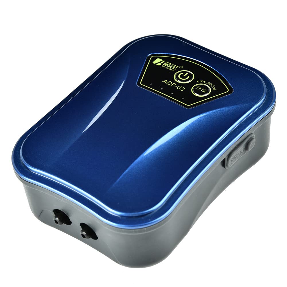 Rechargeable Aquarium Air Pump - Ultra Quiet Portable Oxygen Aerator for Fish Tanks with AC/DC Power - Perfect for Home Aquariums, Fish Bowls & Outdoor Pond Use