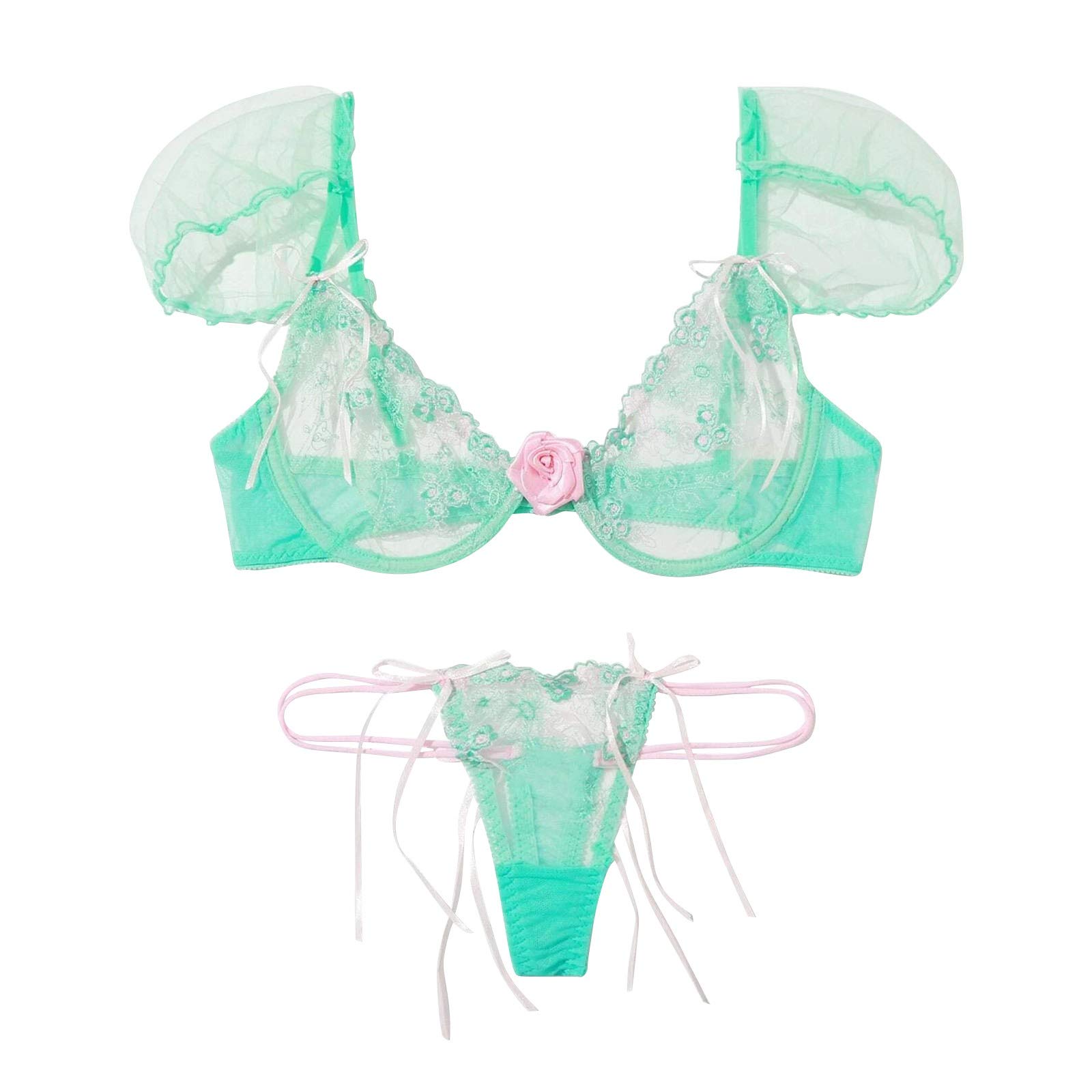 Sexy Sheer Mesh Lingerie Set for Women - Babydoll Teddy with Cropped Top & Shorts - Comfortable Underwear for Romantic Nights, Boudoir Photography and Special Occasions