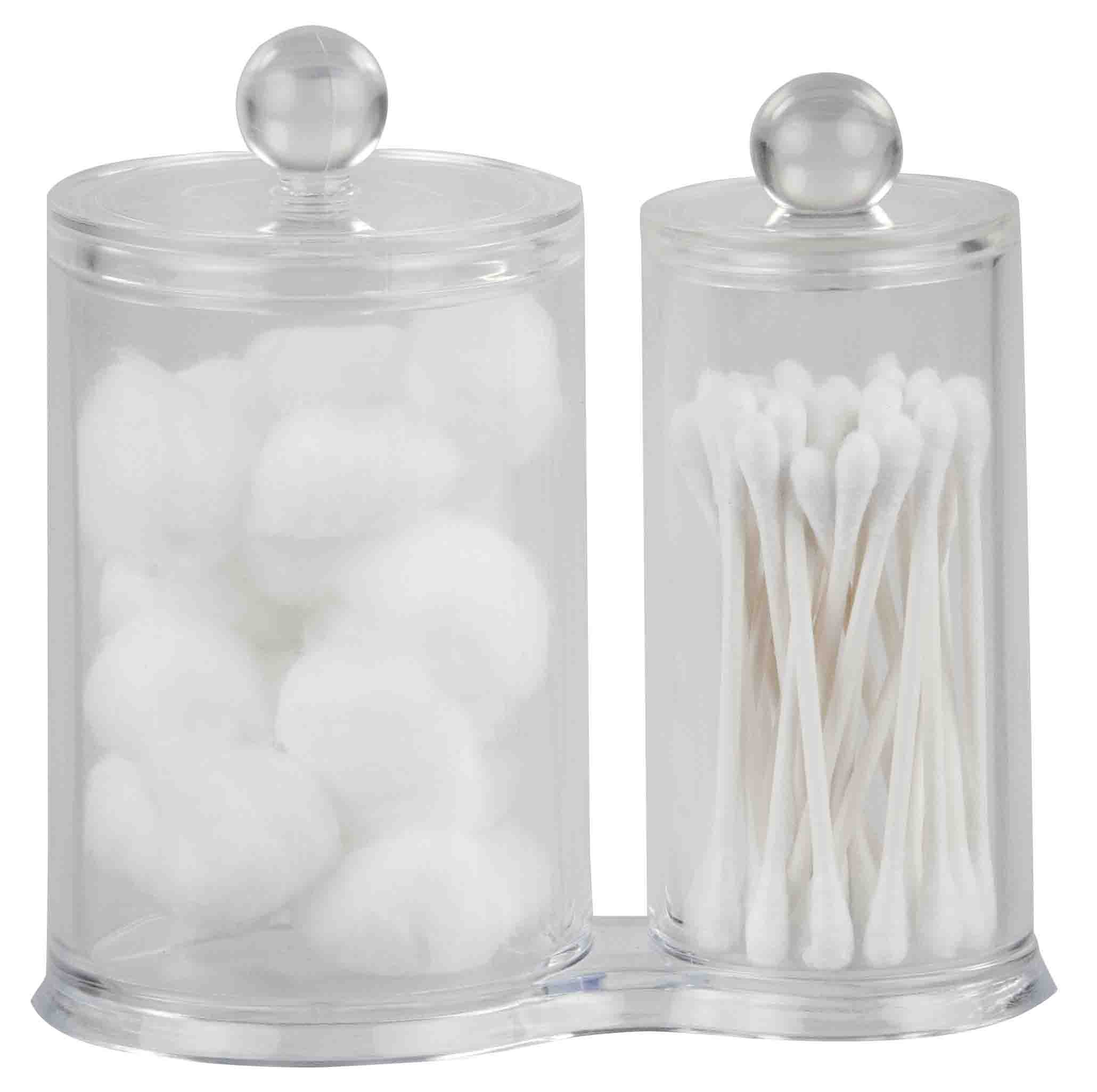 Home Basics MH41097 Cotton Swab Holder - Stylish & Functional Storage for Q-Tips, Makeup Tools & First Aid Supplies | Perfect for Bathroom, Vanity & Travel Organization