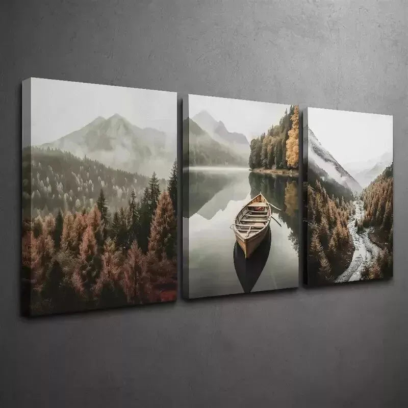 3-Piece Misty Mountains Landscape Canvas Wall Art Set - Framed 50x70cm (20x28in) High Quality Print | 100% Australian Made | Ready to Hang | Perfect for Living Room, Bedroom & Office Decor