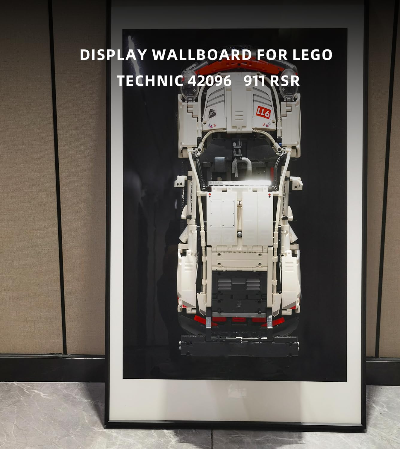 WETCEAOM Lego Technic Porsche 911 RSR 42096 Display Frame - 75x45cm Wall Mounted Showcase for Lego Enthusiasts | Perfect for Home Office Decor, Man Cave Display & Collector's Showcase