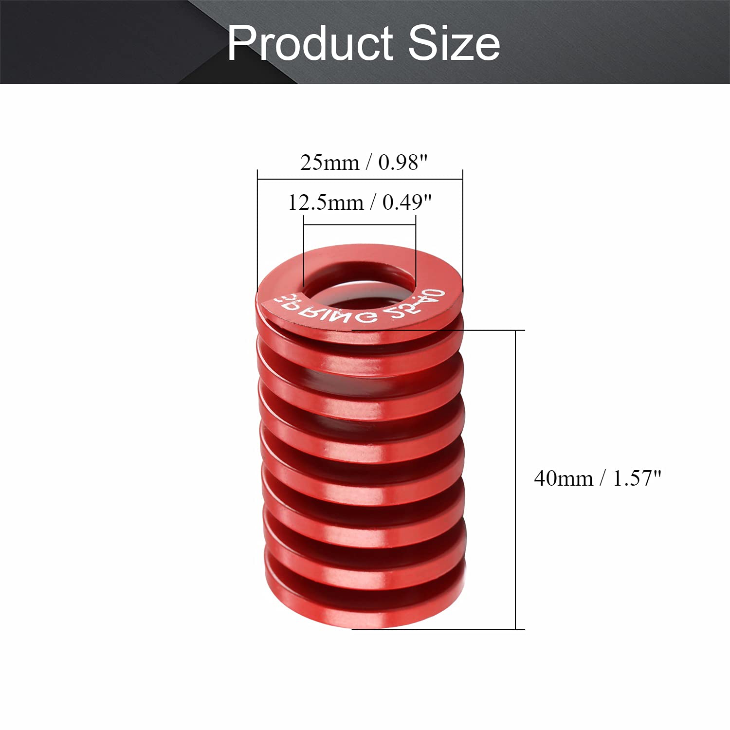 MroMax 3D Printer Die Spring - 25mm OD 40mm Long Medium Load Compression Mold Spring for Ender 3D Printers (Red, 1PC) - Perfect for 3D Printing, CNC Machines & Industrial Applications