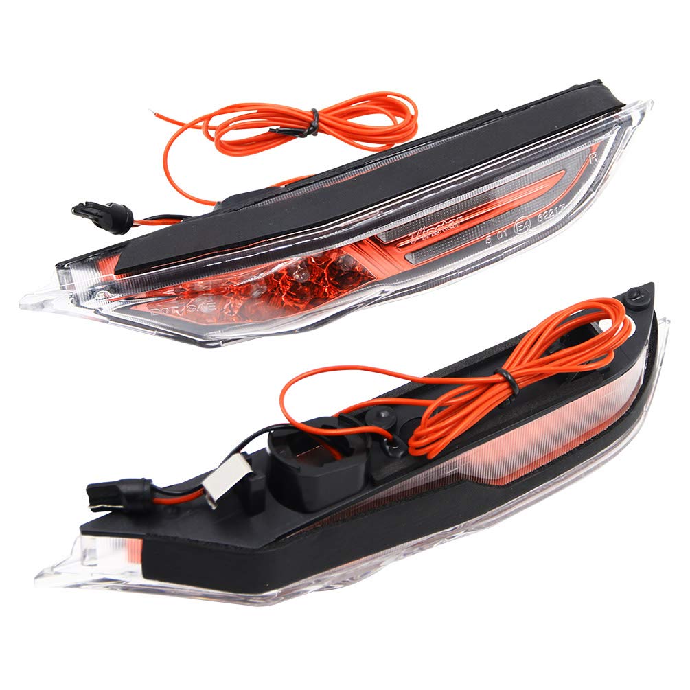 2007-2021 Nissan GT-R GTR R35 LED Front Side Marker Lamps - Clear/Red Lens with Amber LED Turn Signal & White DRL Lightbar - OEM Replacement for Enhanced Visibility & Style (Perfect for Night Driving & Car Customization)