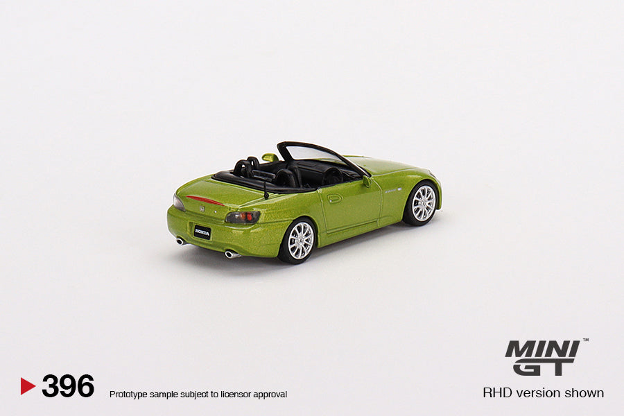 MINIGT 1:64 Scale Diecast Honda S2000 AP2 Model Car - Lime Green Metallic Finish - Collectible Miniature Vehicle for Display & Racing Enthusiasts