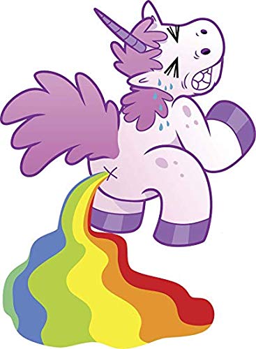 Cute Purple Unicorn with Rainbow Poop Vinyl Decal - EW Designs Cartoon Bumper Sticker (4 Inch) - Perfect for Laptops, Cars, Water Bottles & DIY Crafts