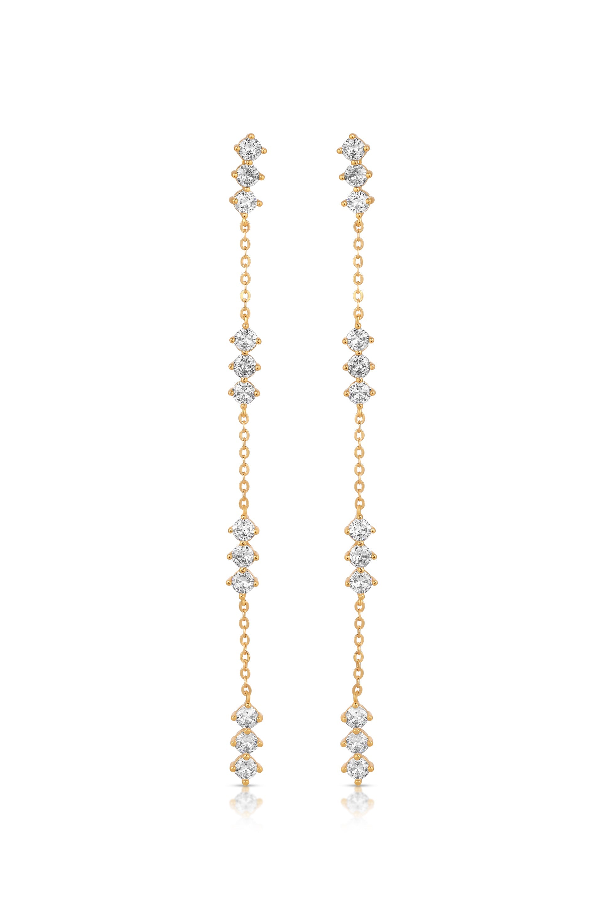 Elegant Linear Crystal Drop Earrings for Women - Sparkling Dangling Ear Jewelry for Parties, Weddings & Evening Events