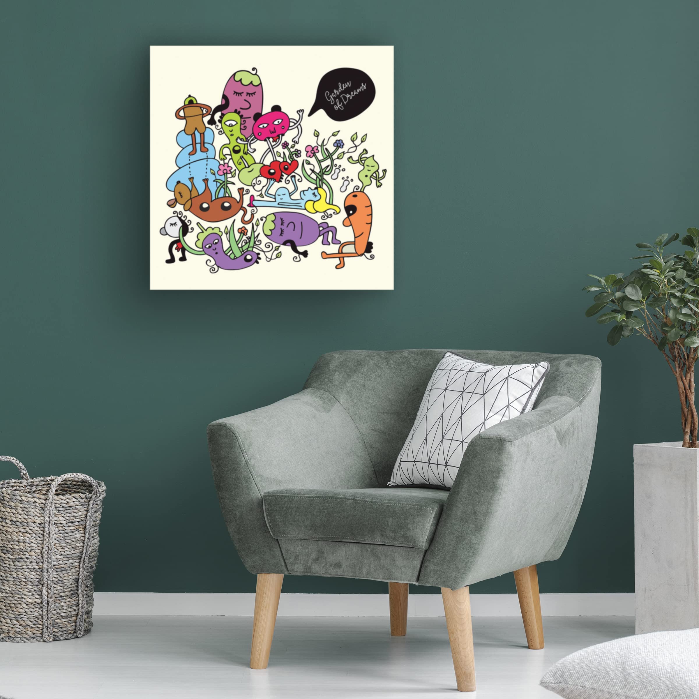 Trademark Fine Art 'Garden of Dreams' by Oodlies - Stretched Canvas Wall Art for Living Room, Bedroom & Office Decor - Modern Floral Painting for Home & Interior Design