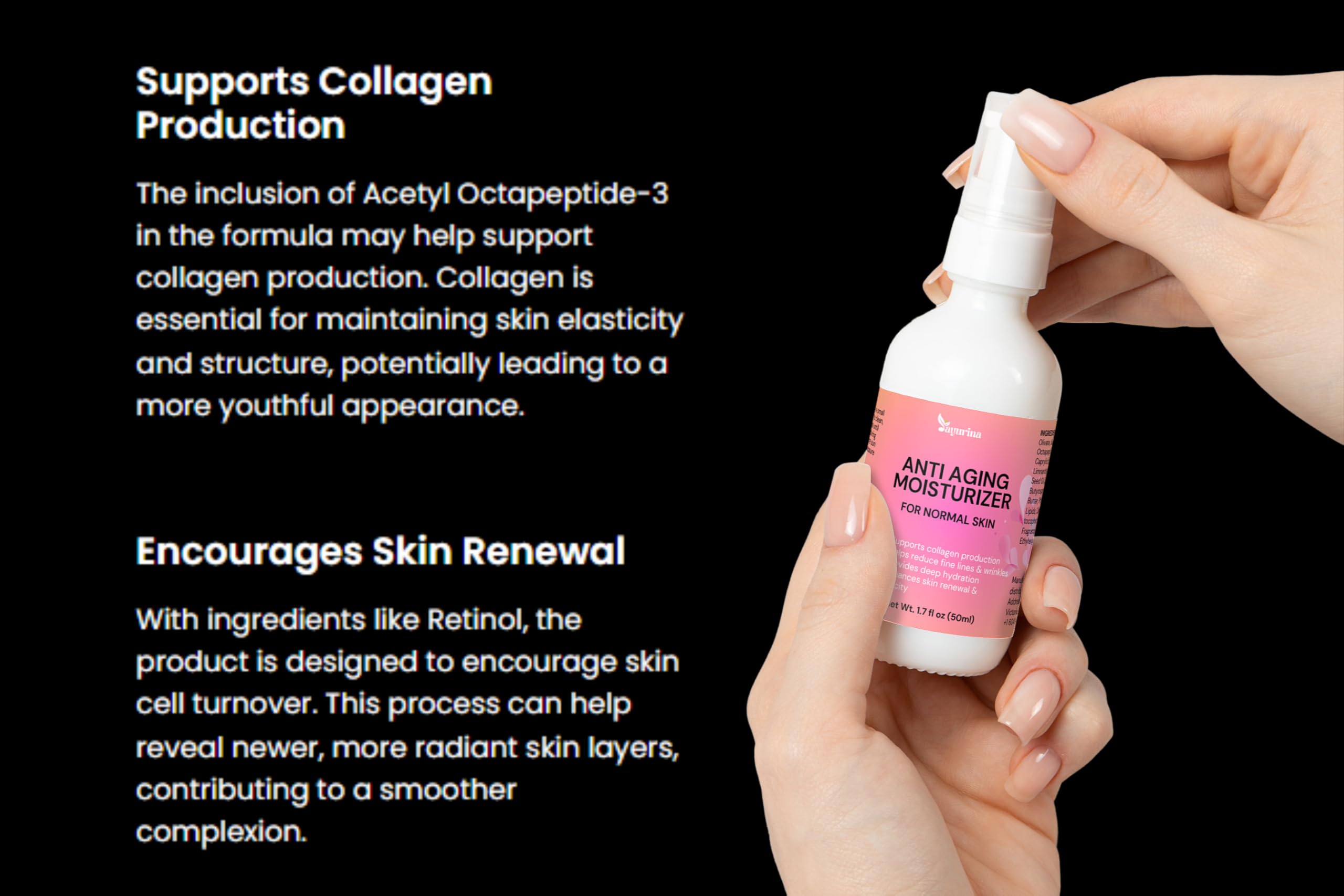 Best Anti-Aging Face Cream with Collagen & Retinol - Ayurina Hydrating Moisturizer for Wrinkles, Fine Lines & Skin Renewal - 1.7 fl oz - Perfect for Night Routine & Daily Skincare