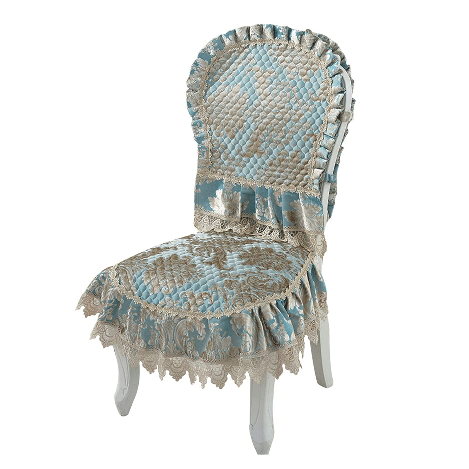 European Style Luxury Lace Dining Chair Slip Covers Set - 2 Pack Non-Slip Fabric Seat & Back Covers with Straps | Elegant Table Setting for Formal Dining Rooms, Restaurants & Home Decor