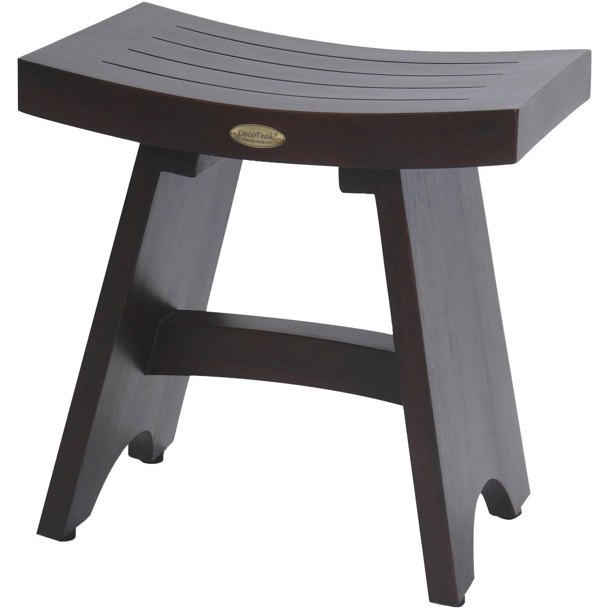 Decoteak 18 Inch Waterproof Teak Wood Shower Bench - Non-Slip Bath Stool with Storage for Bathroom Safety & Organization - Perfect for Elderly & Spa Use - Natural Teak Color