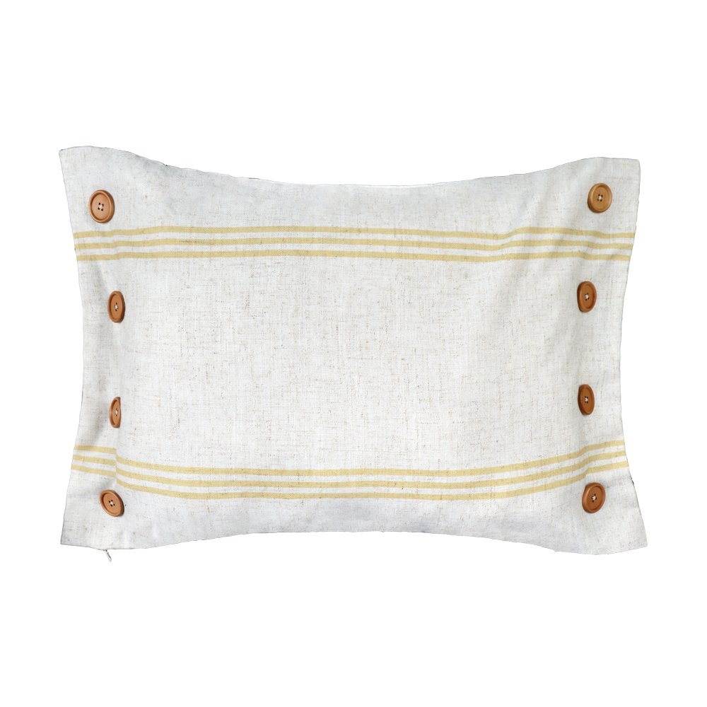 KINGROSE Yellow 8-Button Linen Blend Decorative Throw Pillow Covers (16x20 Inches) - Soft Sofa Couch & Bedroom Accent Pillow Cases for Living Room, Bed, Dorm Decor