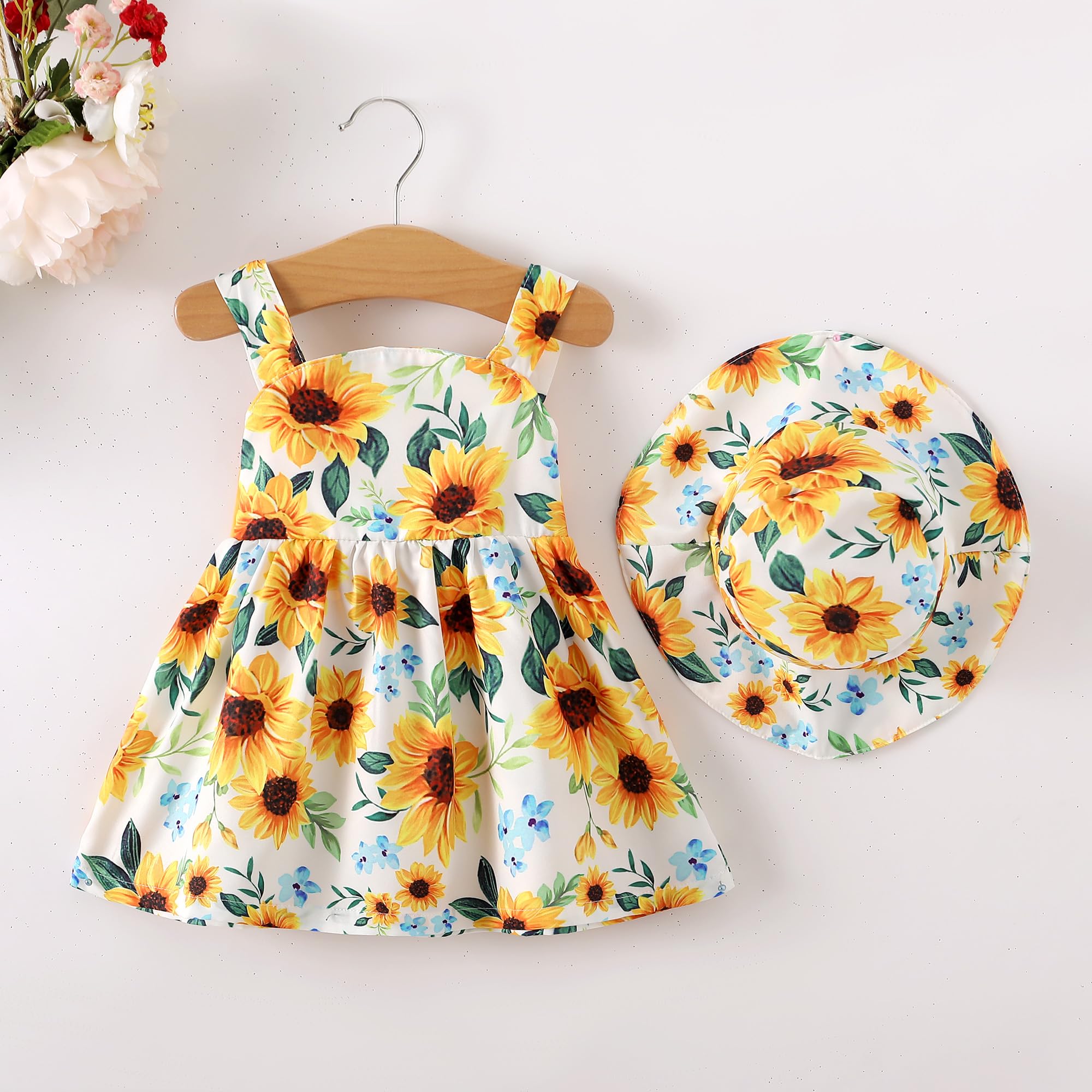 **Newborn Baby Girl Dresses 0-24 Months - Cute Floral Halter Backless Sleeveless Summer Sundress | Perfect Gift for Infants & Beach Vacations, Birthday Parties, Baby Showers & Photo Shoots | Ideal for Outdoor Play, Family Gatherings, Holidays & Travel**