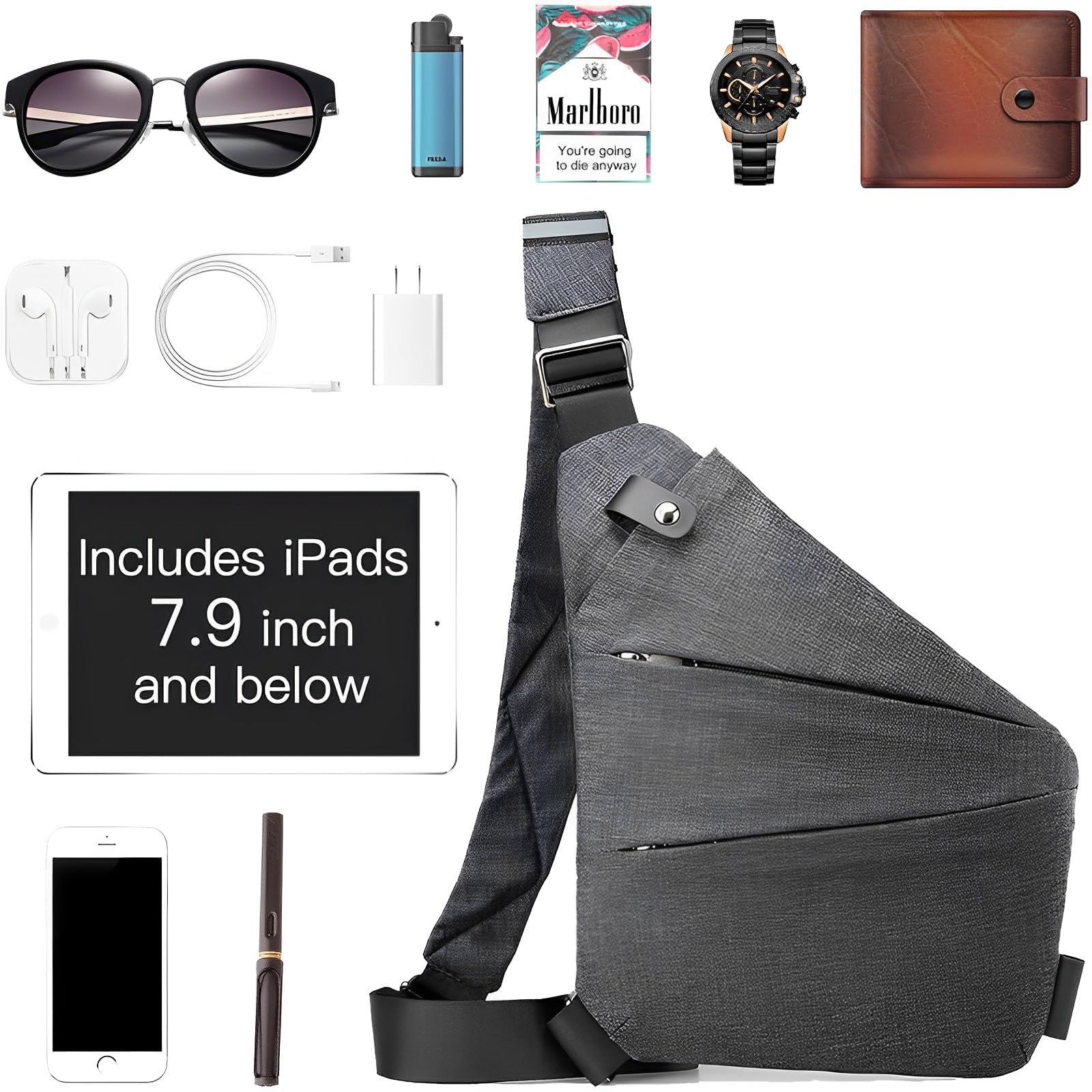 Anti Theft Travel Sling Bag - Waterproof Crossbody Chest Bag with Multiple Pockets for Men & Women | Perfect for Hiking, Commuting & Daily Use