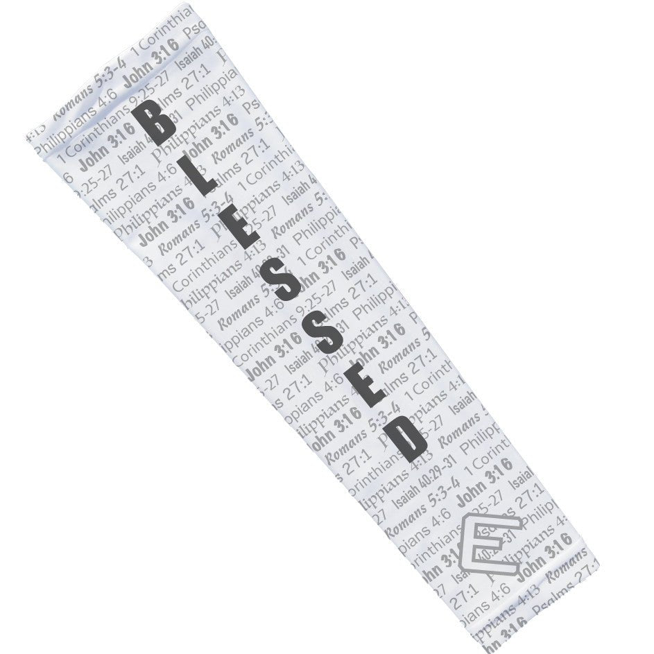 White BLESSED Arm Sleeve - Breathable UV Protection Sports Sleeves for Basketball, Running & Outdoor Activities