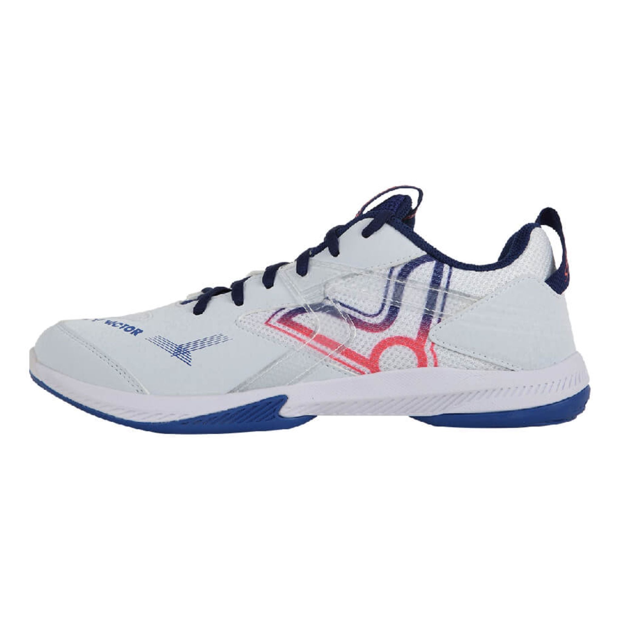 Victor S50 AB Court Shoes for Badminton & Volleyball - White/Medieval Blue - Indoor Sports Shoes with Non-Marking Soles for Gym & Court Play