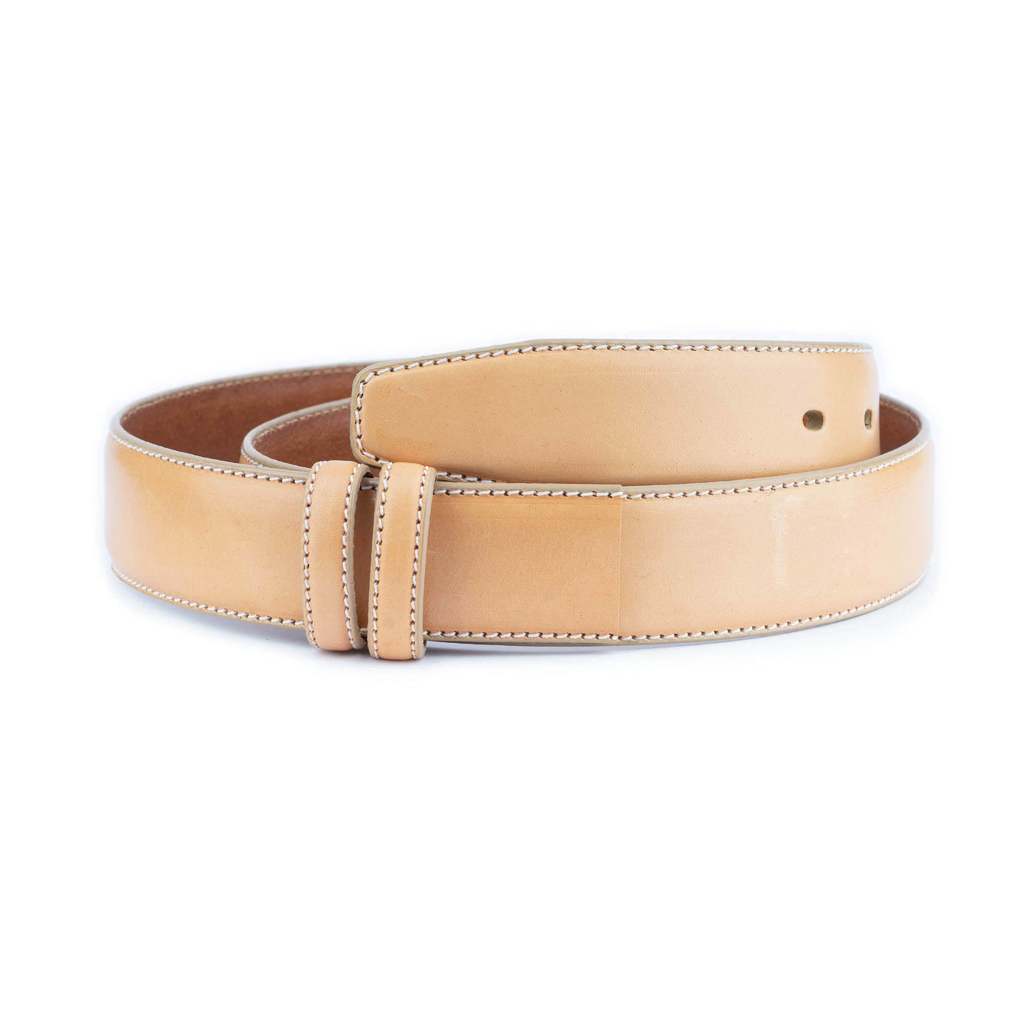 Beige Genuine Leather Belt Strap for Men - Premium Replacement for Montblanc Buckles | Perfect for Business Attire, Formal Wear & Office Fashion