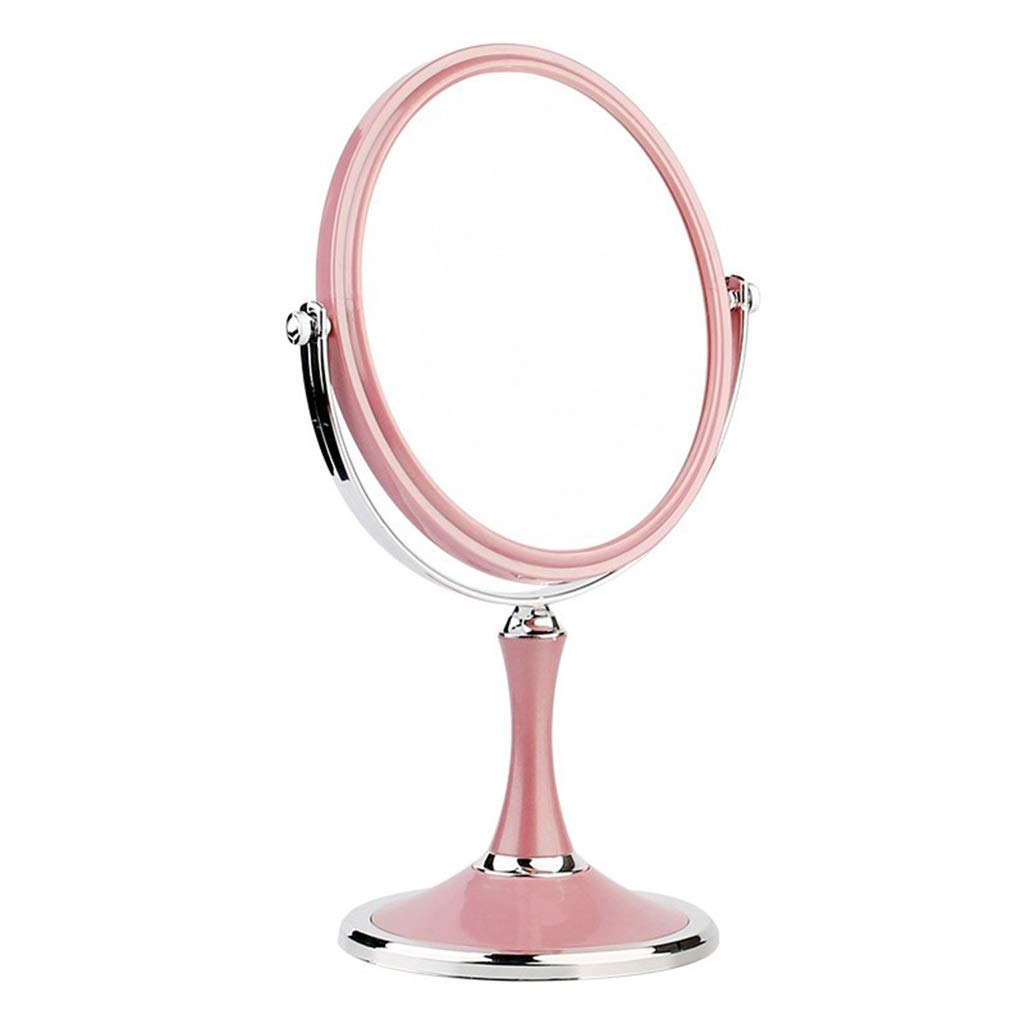 360° Rotating Double Sided Vanity Mirror - Pink 15cm Swivel Makeup Mirror for Girls & Kids, Plastic Cosmetic Mirror with Adjustable Stand | Perfect Birthday Gift for Makeup, Dressing Table & Bedroom Decor